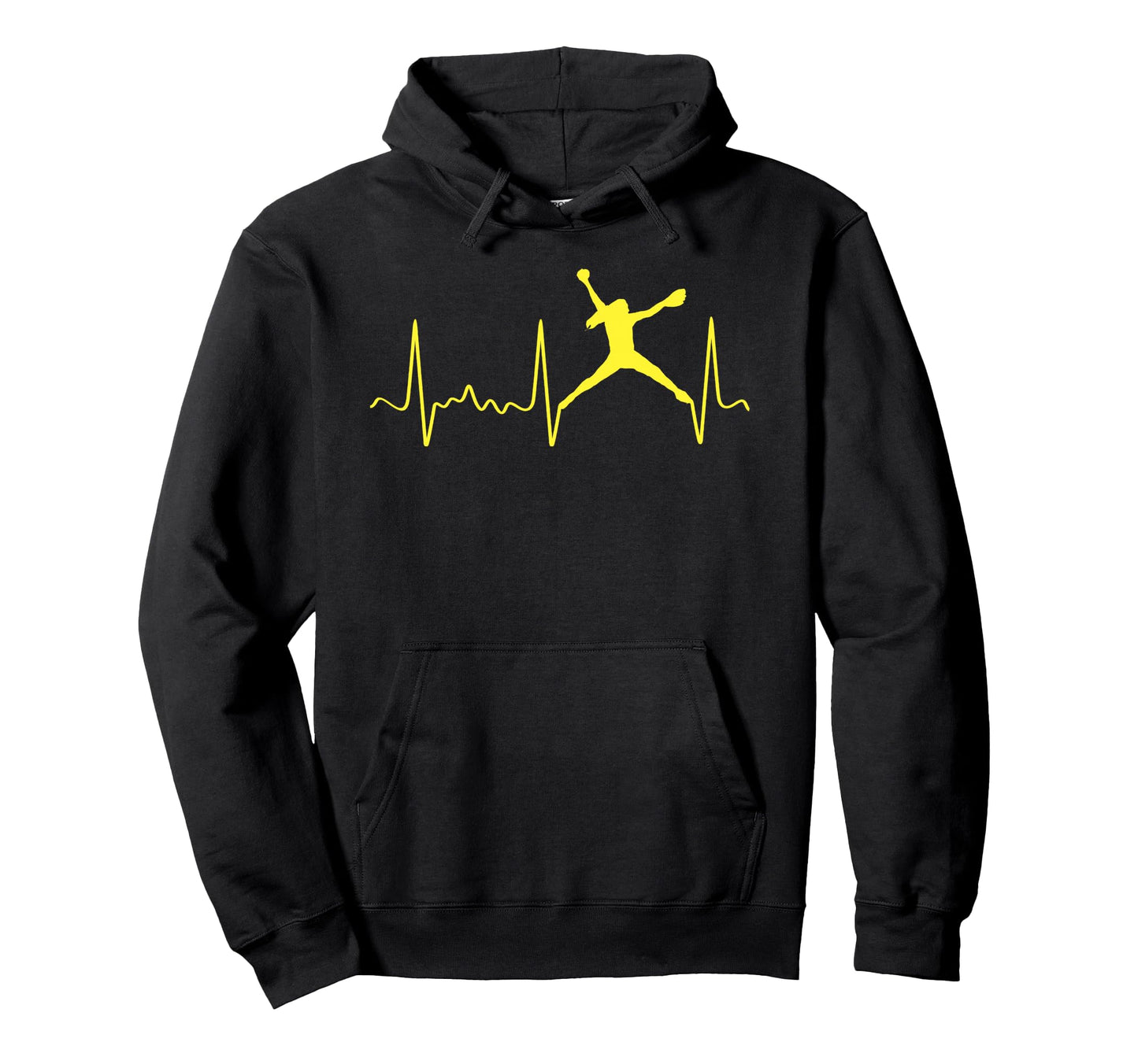 Yellow Softball Pitcher Heartbeat Hoodie - Aesthetic Graphic for Adults - T-Shirt, Sweatshirt, Hoodie