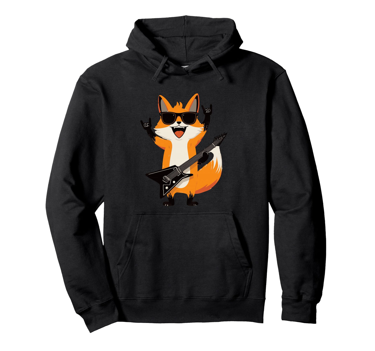 Fox Rockstar Guitar Player Funny Animal Hoodie - Trendy Graphic Men Women - T-Shirt, Sweatshirt, Hoodie
