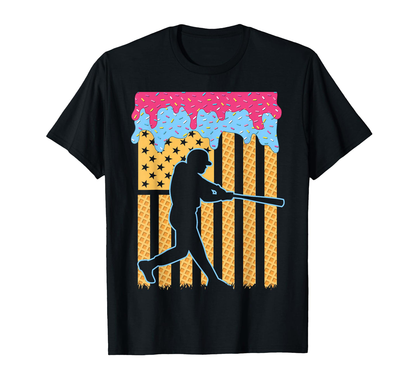 Baseball Drip Bat Ice Cream American T-Shirt - Unique Graphic Men Women - T-Shirt, Sweatshirt, Hoodie