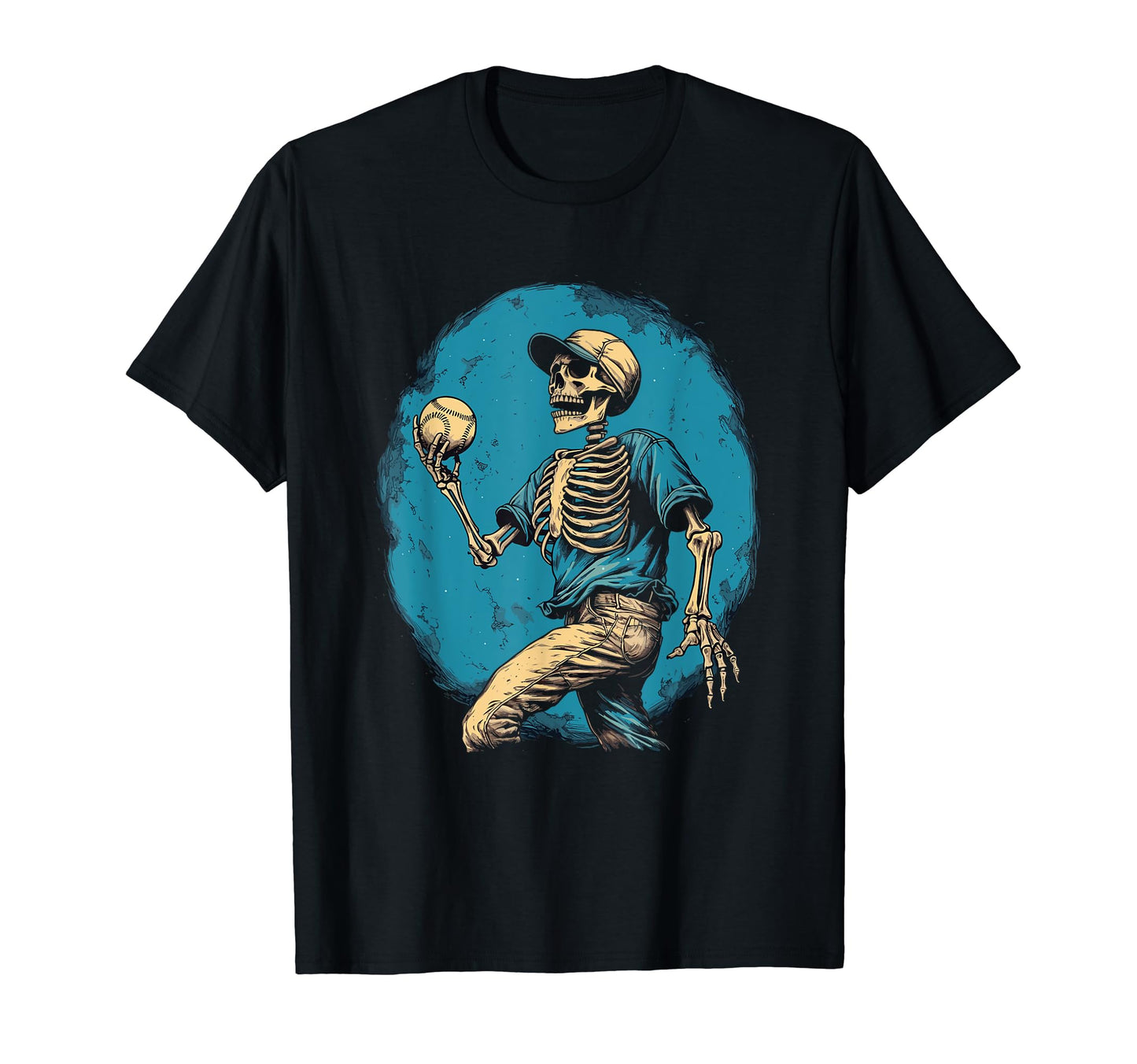 Halloween Funny Baseball Skeleton T-Shirt - Casual Everyday Wear Men Women - T-Shirt, Sweatshirt, Hoodie