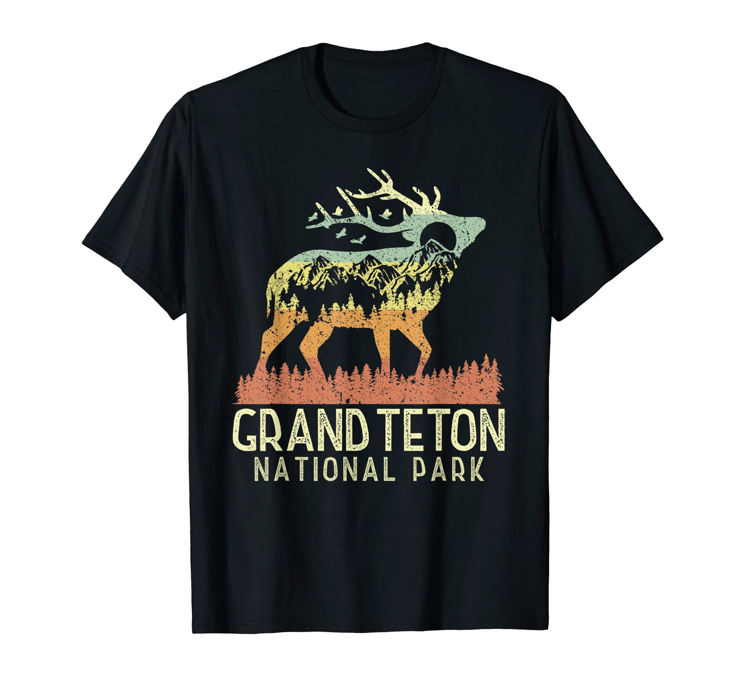 Grand Teton National Park Mountain Elk T-Shirt - Unique Graphic Men Women - T-Shirt, Sweatshirt, Hoodie