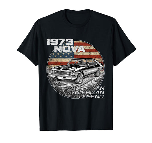 1973 73 Nova Silhouette Muscle Car T-Shirt - Minimalist Print for Adults - T-Shirt, Sweatshirt, Hoodie