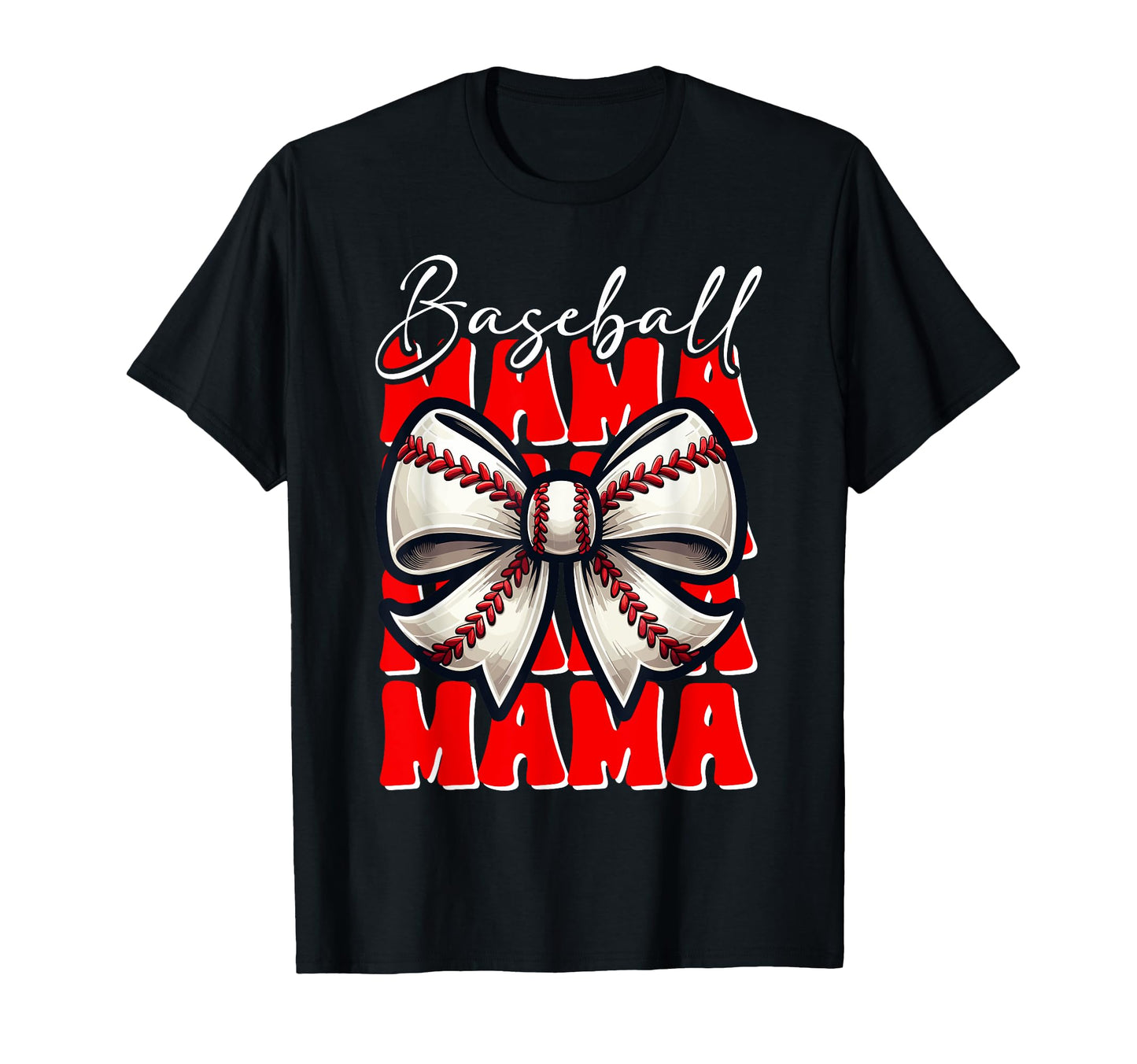 Baseball Mama Coquette Bow Mothers T-Shirt - Minimalist Print Men Women - T-Shirt, Sweatshirt, Hoodie