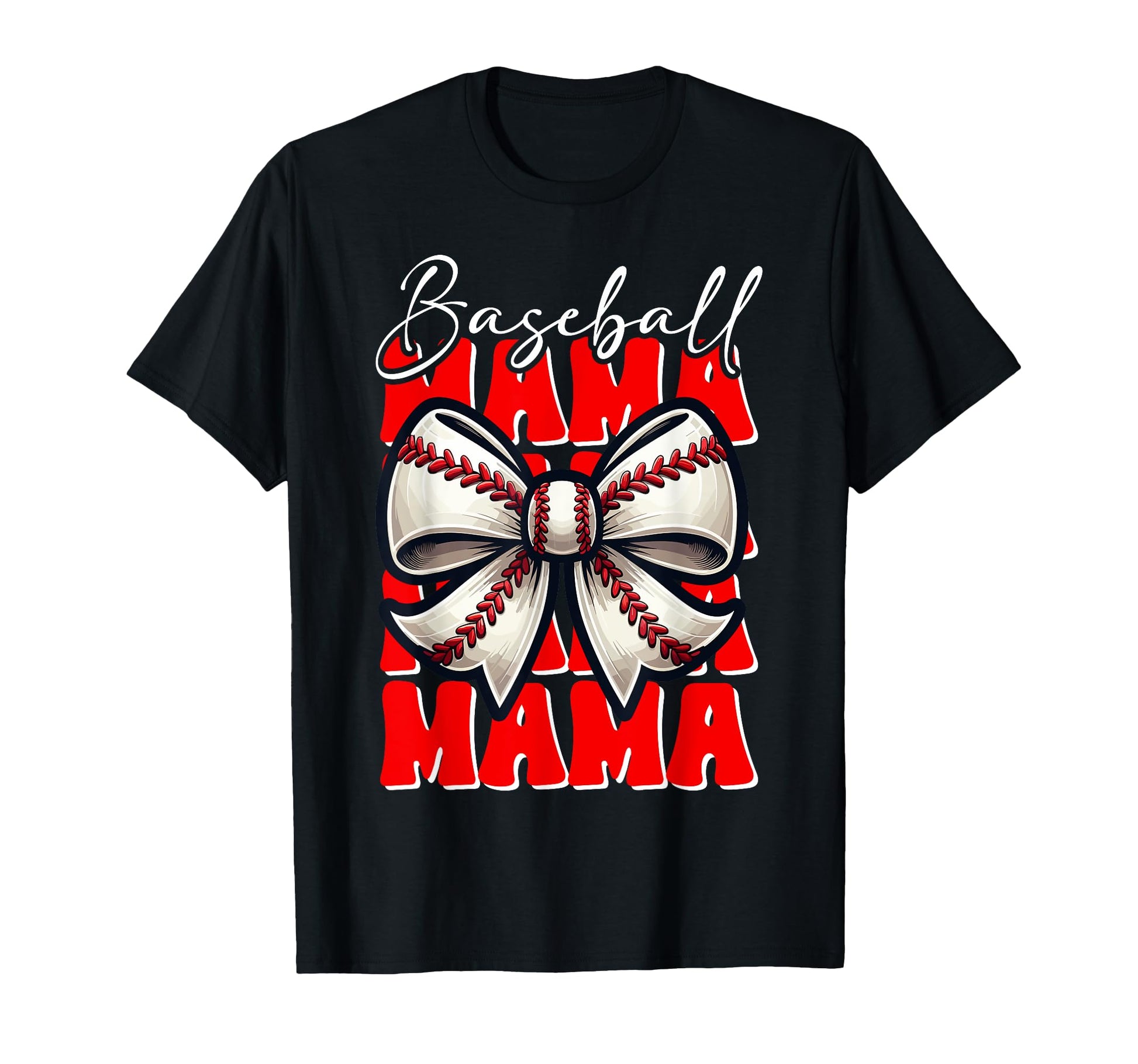 Baseball Mama Coquette Bow Mothers T-Shirt - Minimalist Print Men Women - T-Shirt, Sweatshirt, Hoodie