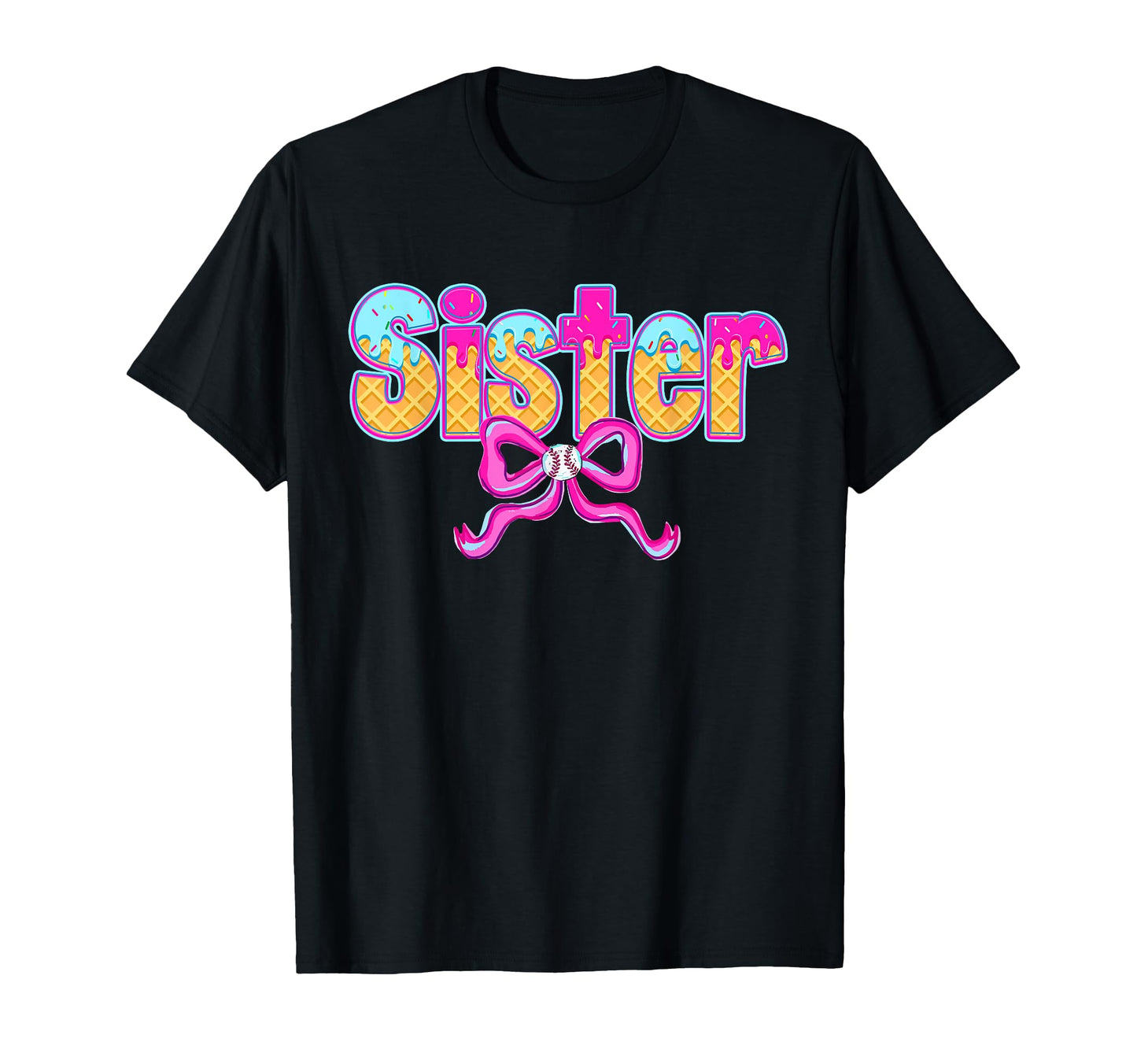 Sister Baseball Coquette Bow Ice T-Shirt - Fun Novelty Design for Adults - T-Shirt, Sweatshirt, Hoodie