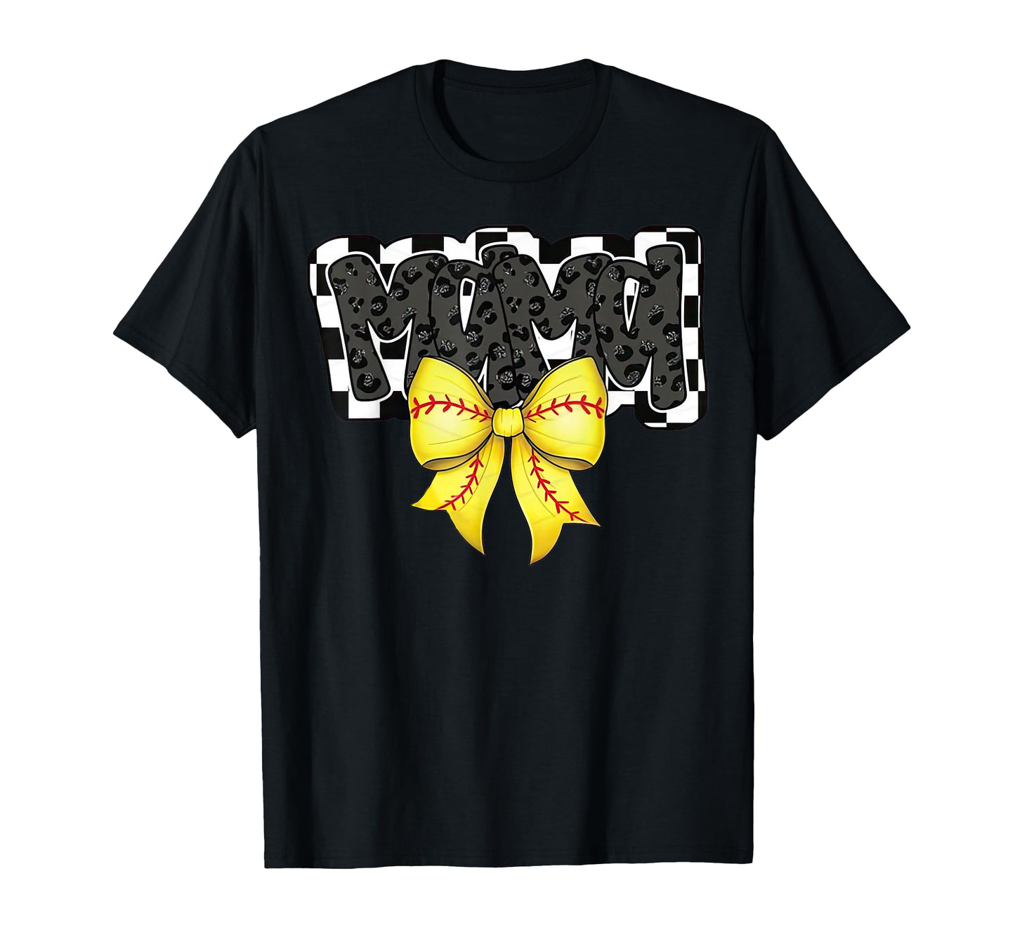 Black Softball Mama Game Day Leopard T-Shirt - Novelty Apparel Unisex - T-Shirt, Sweatshirt, Hoodie
