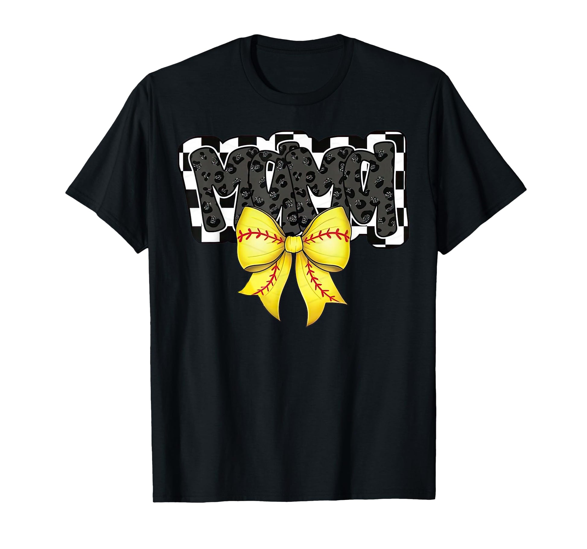 Black Softball Mama Game Day Leopard T-Shirt - Novelty Apparel Unisex - T-Shirt, Sweatshirt, Hoodie