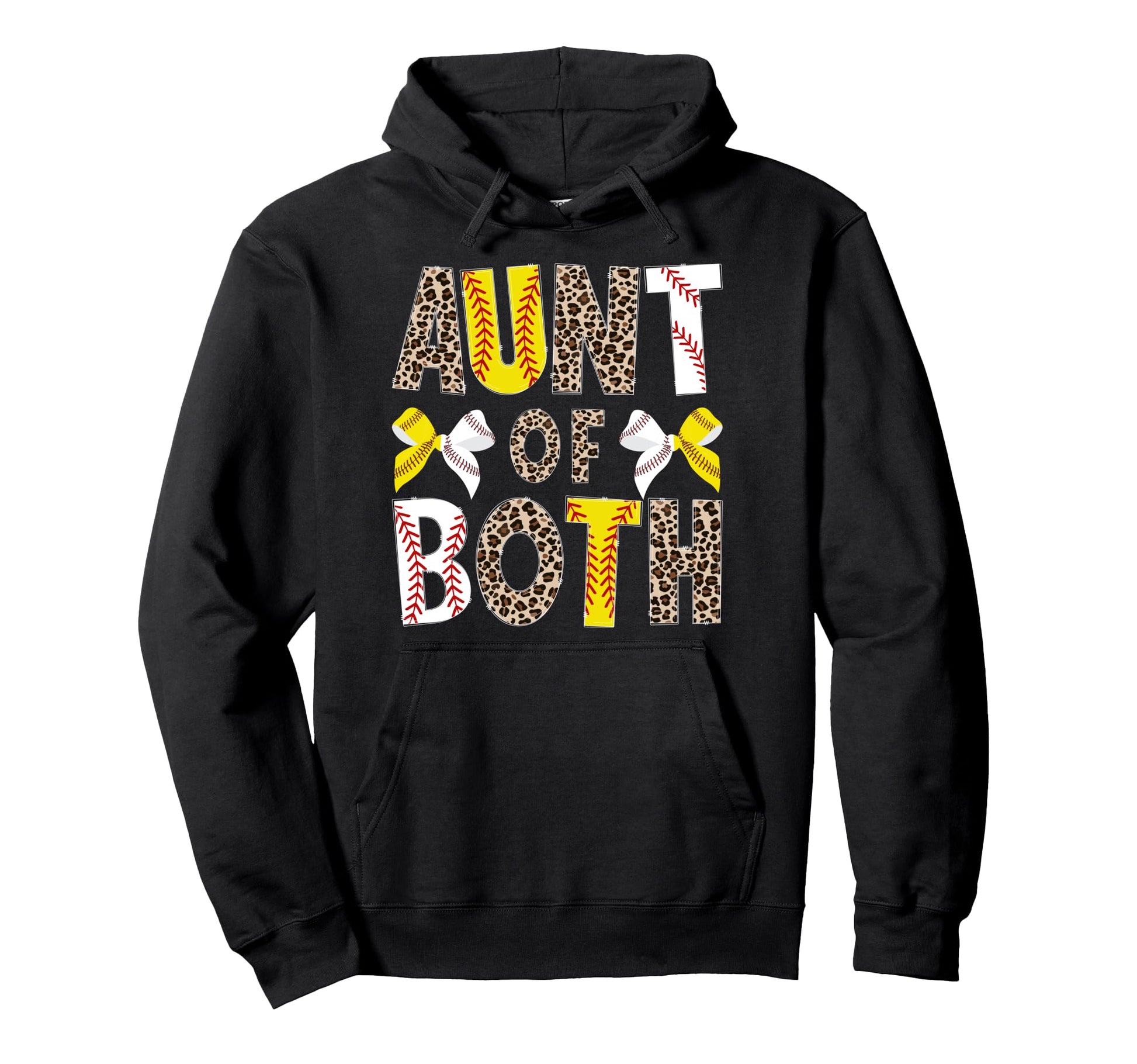 Aunt Both Leopard Softball Baseball Aunt Hoodie - Custom Art Print Unisex - T-Shirt, Sweatshirt, Hoodie