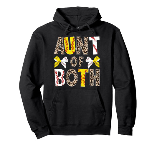 Aunt Both Leopard Softball Baseball Aunt Hoodie - Custom Art Print Unisex - T-Shirt, Sweatshirt, Hoodie