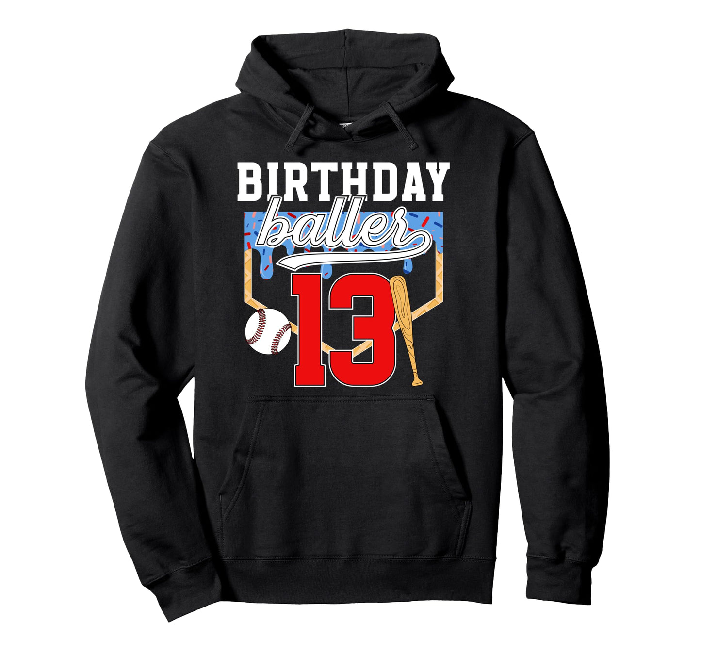 13Th Baseball Birthday 13 Year Old Hoodie - Streetwear Style Men Women - T-Shirt, Sweatshirt, Hoodie