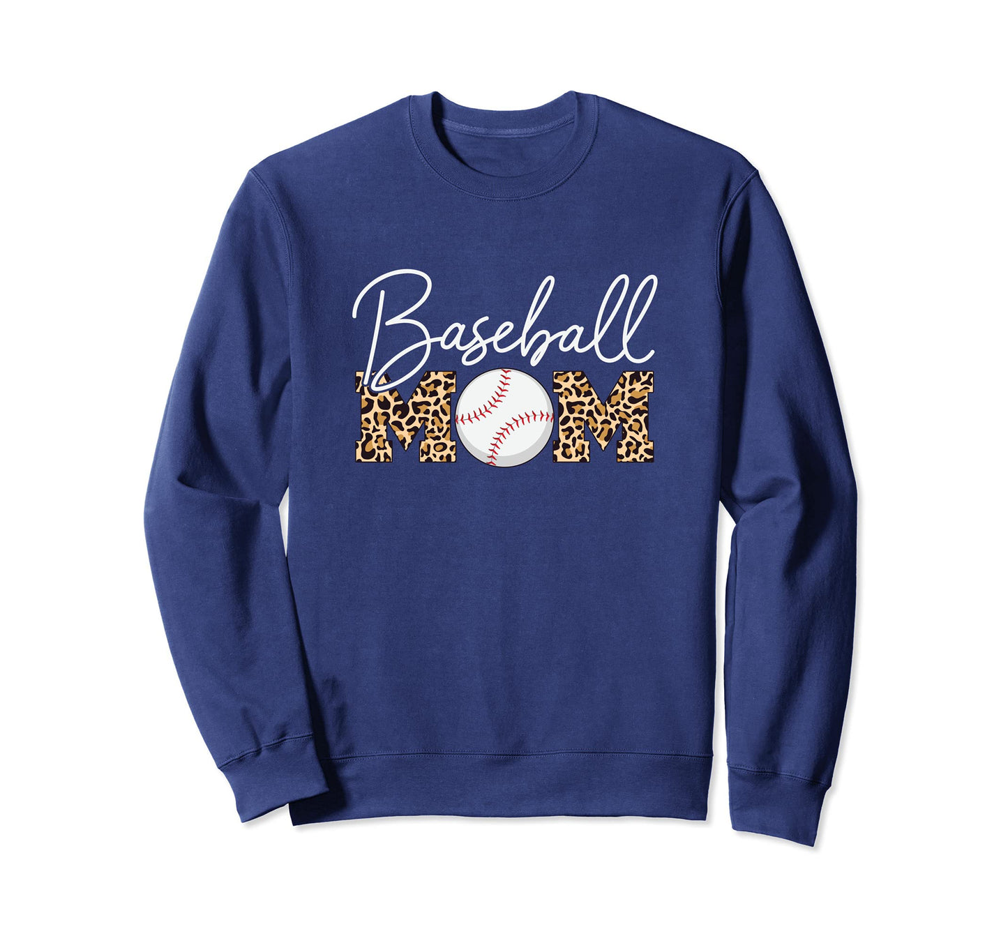 Baseball Mom Leopard Navy Blue Sweatshirt - Streetwear Style Unisex - T-Shirt, Sweatshirt, Hoodie