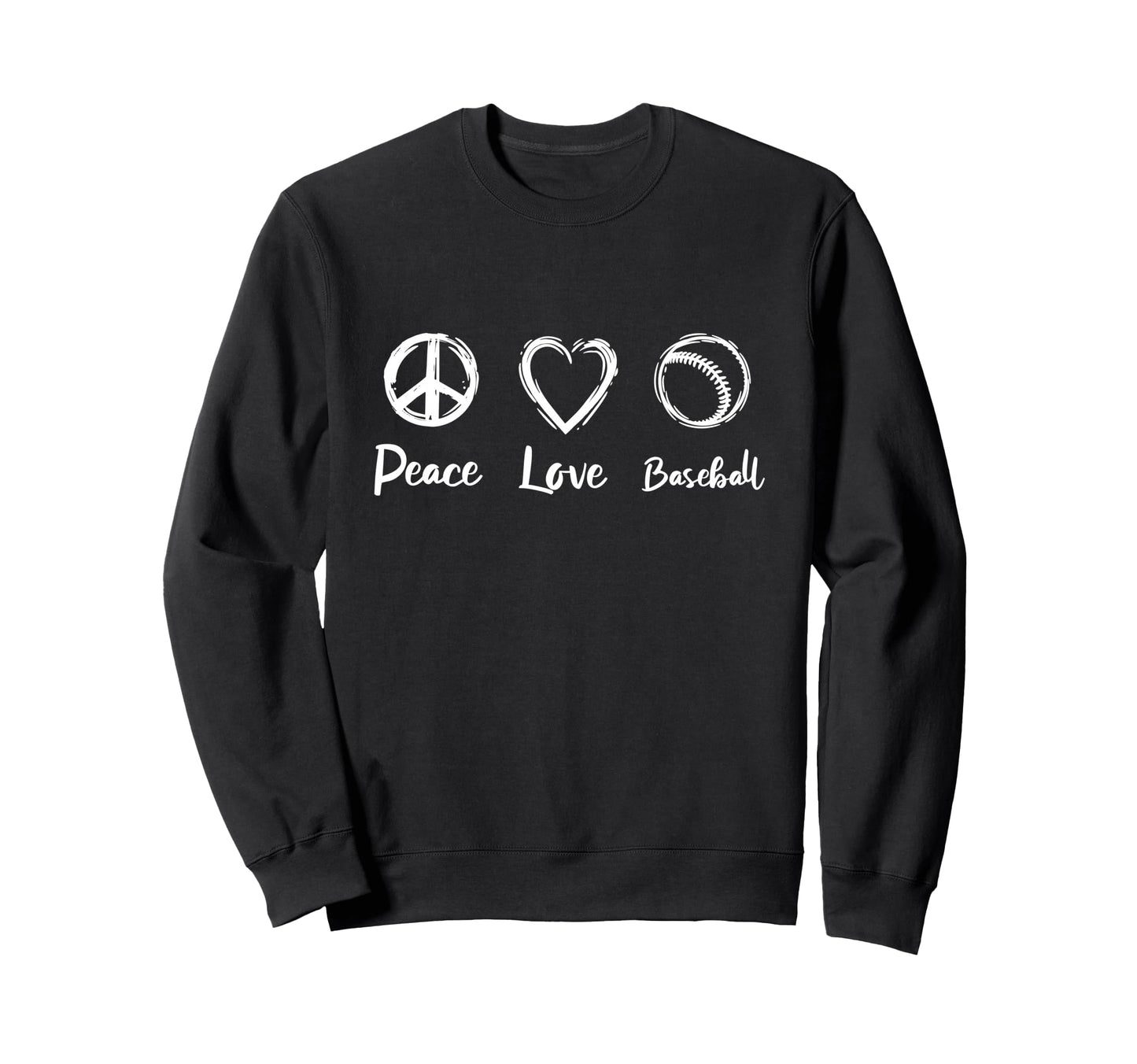 Peace Love Baseball Love Baseball Fan Sweatshirt - Trendy Graphic Men Women - T-Shirt, Sweatshirt, Hoodie