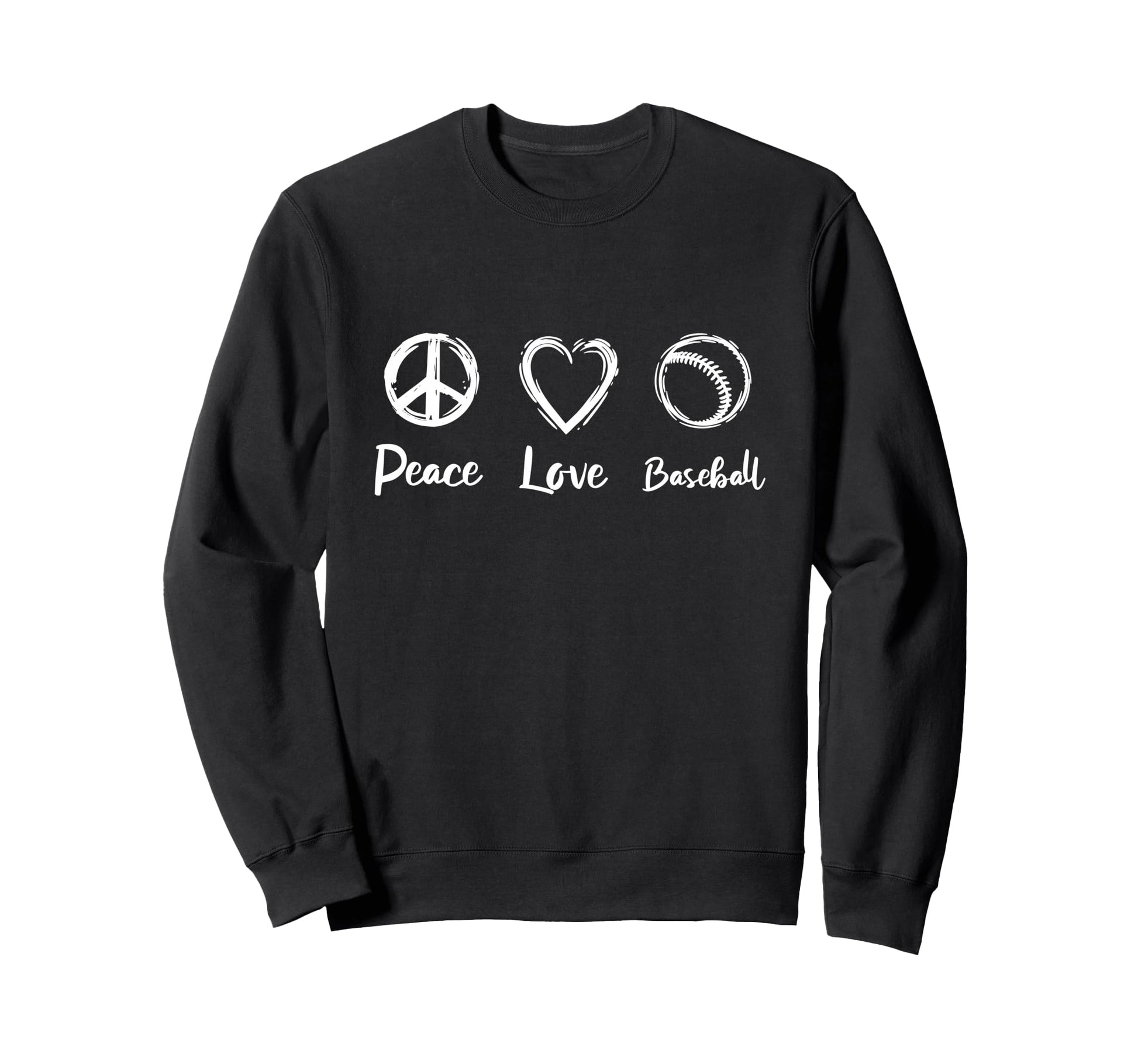 Peace Love Baseball Love Baseball Fan Sweatshirt - Trendy Graphic Men Women - T-Shirt, Sweatshirt, Hoodie