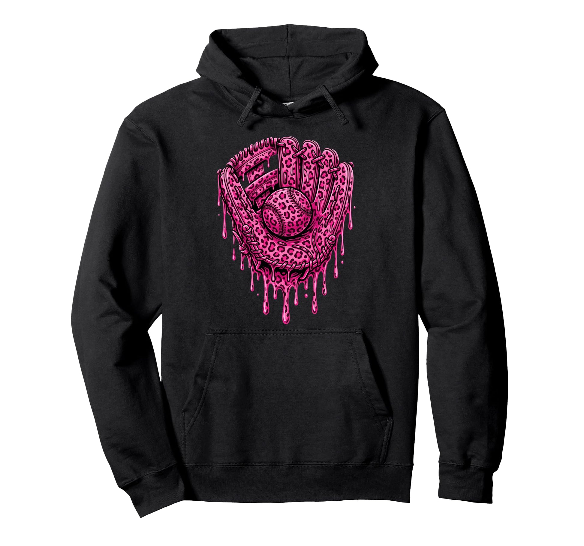 Baseball Drip Leopard Pattern Dripping Hoodie - Minimalist Print Unisex - T-Shirt, Sweatshirt, Hoodie