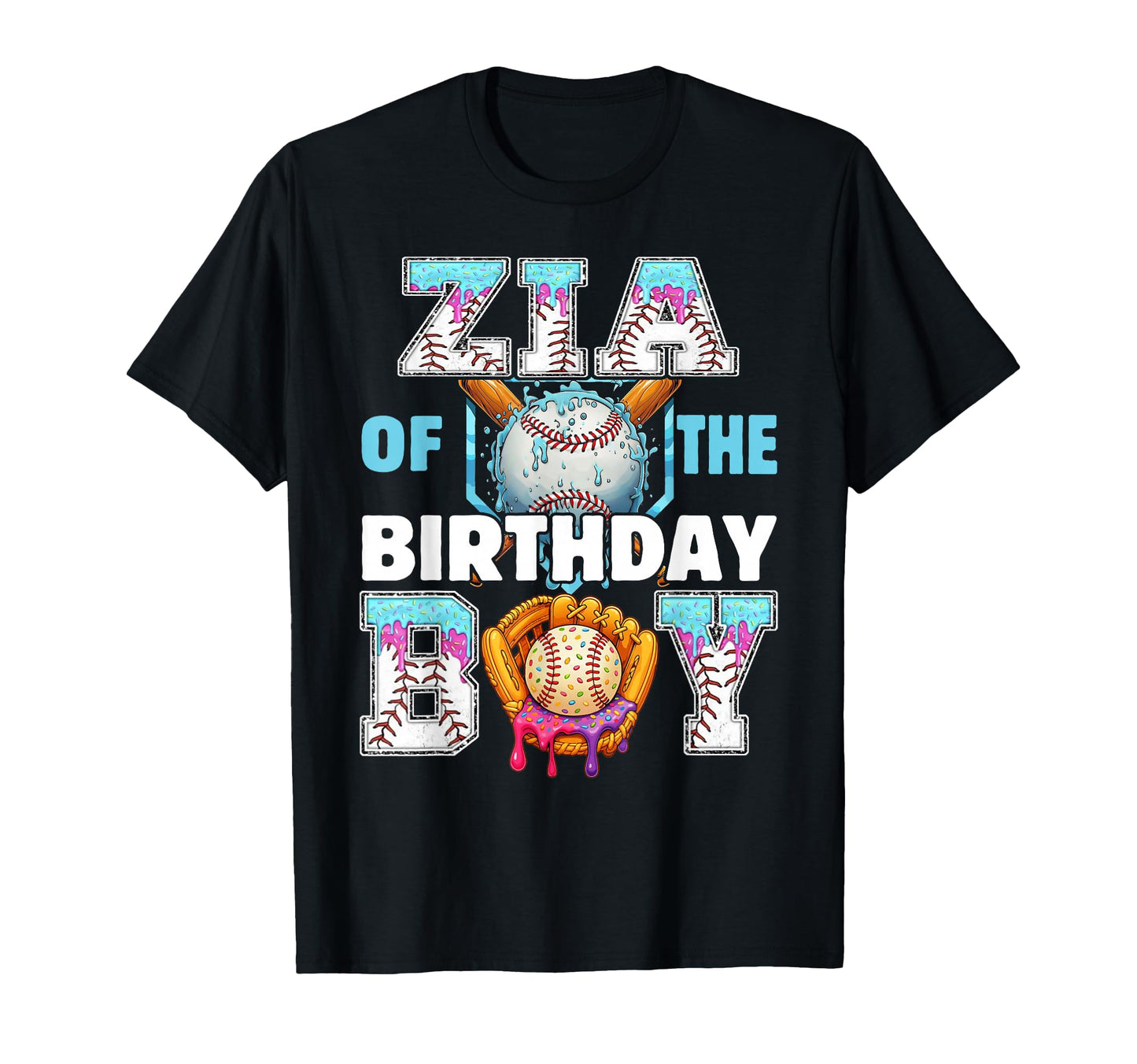 Baseball Ice Cream Drip Zia Birthday T-Shirt - Streetwear Style Men Women - T-Shirt, Sweatshirt, Hoodie