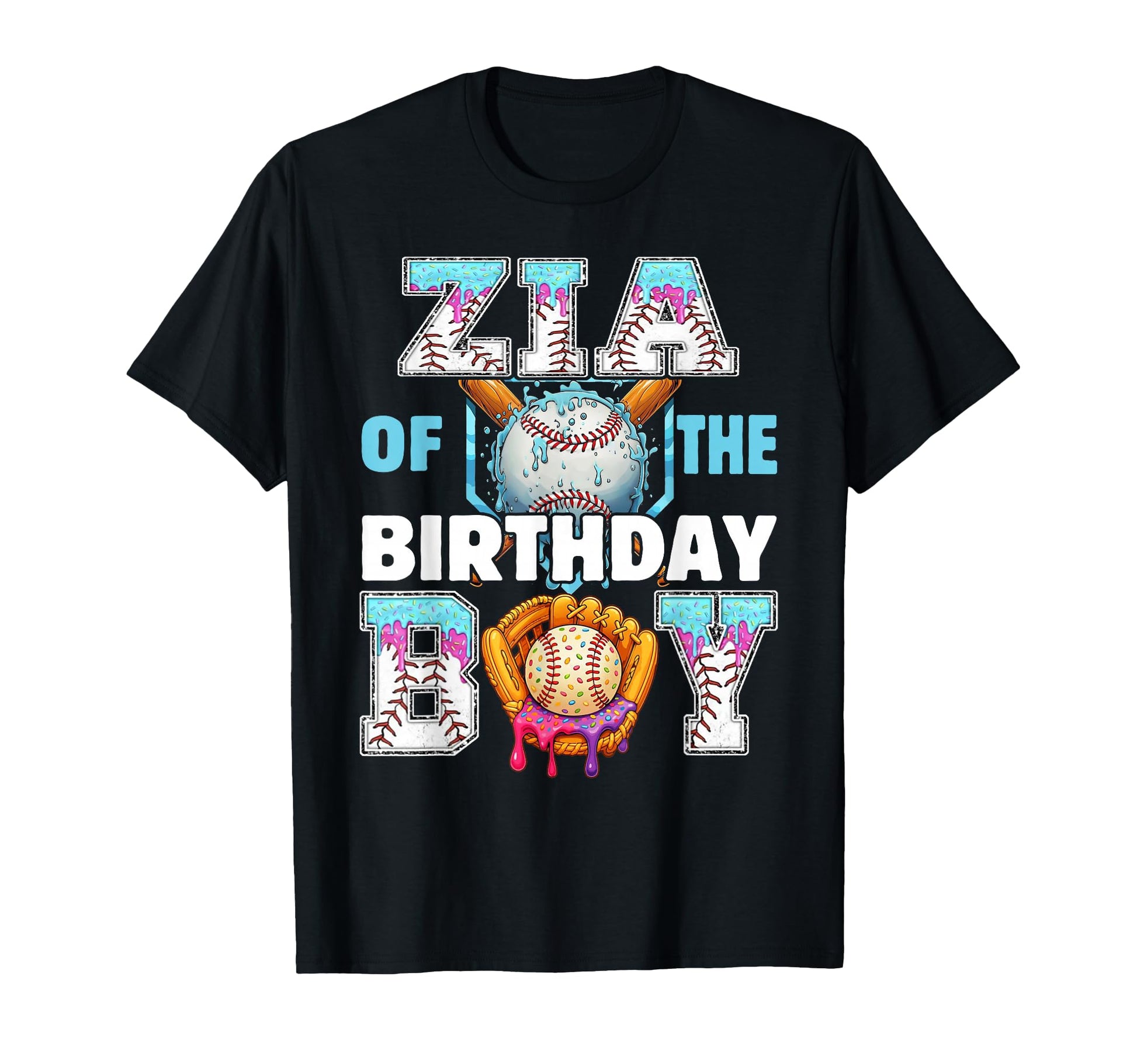Baseball Ice Cream Drip Zia Birthday T-Shirt - Streetwear Style Men Women - T-Shirt, Sweatshirt, Hoodie