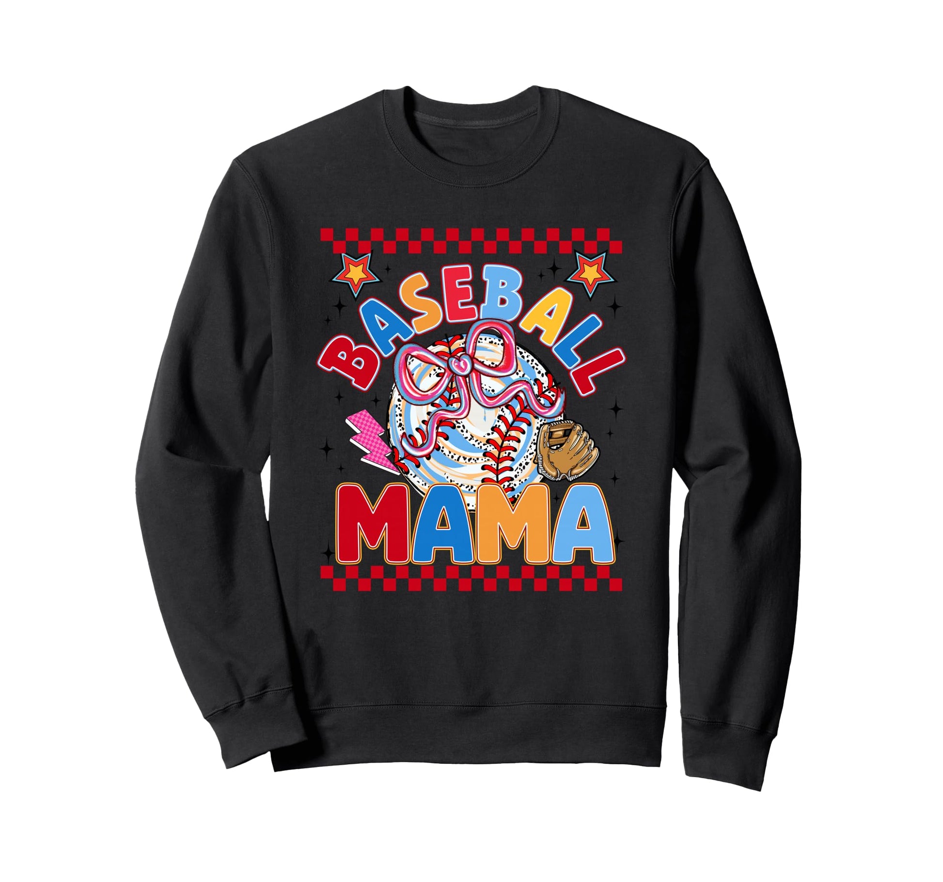 Baseball Mama Bow Glove Sweatshirt - Aesthetic Graphic for Adults - T-Shirt, Sweatshirt, Hoodie