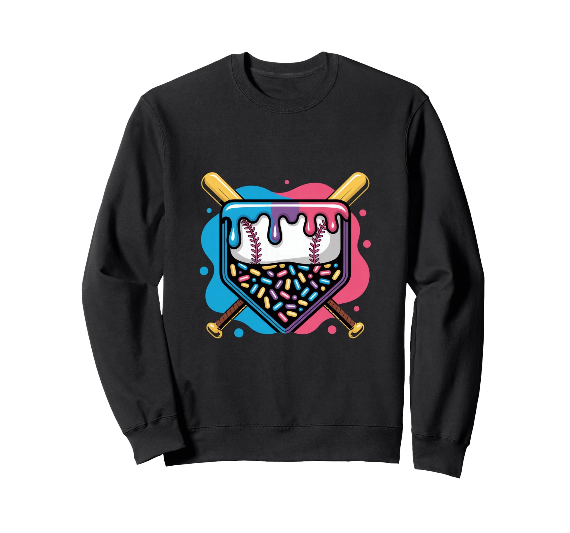 Sweet Homerun Home Plate Sprinkles Sweatshirt - Novelty Apparel for Adults - T-Shirt, Sweatshirt, Hoodie