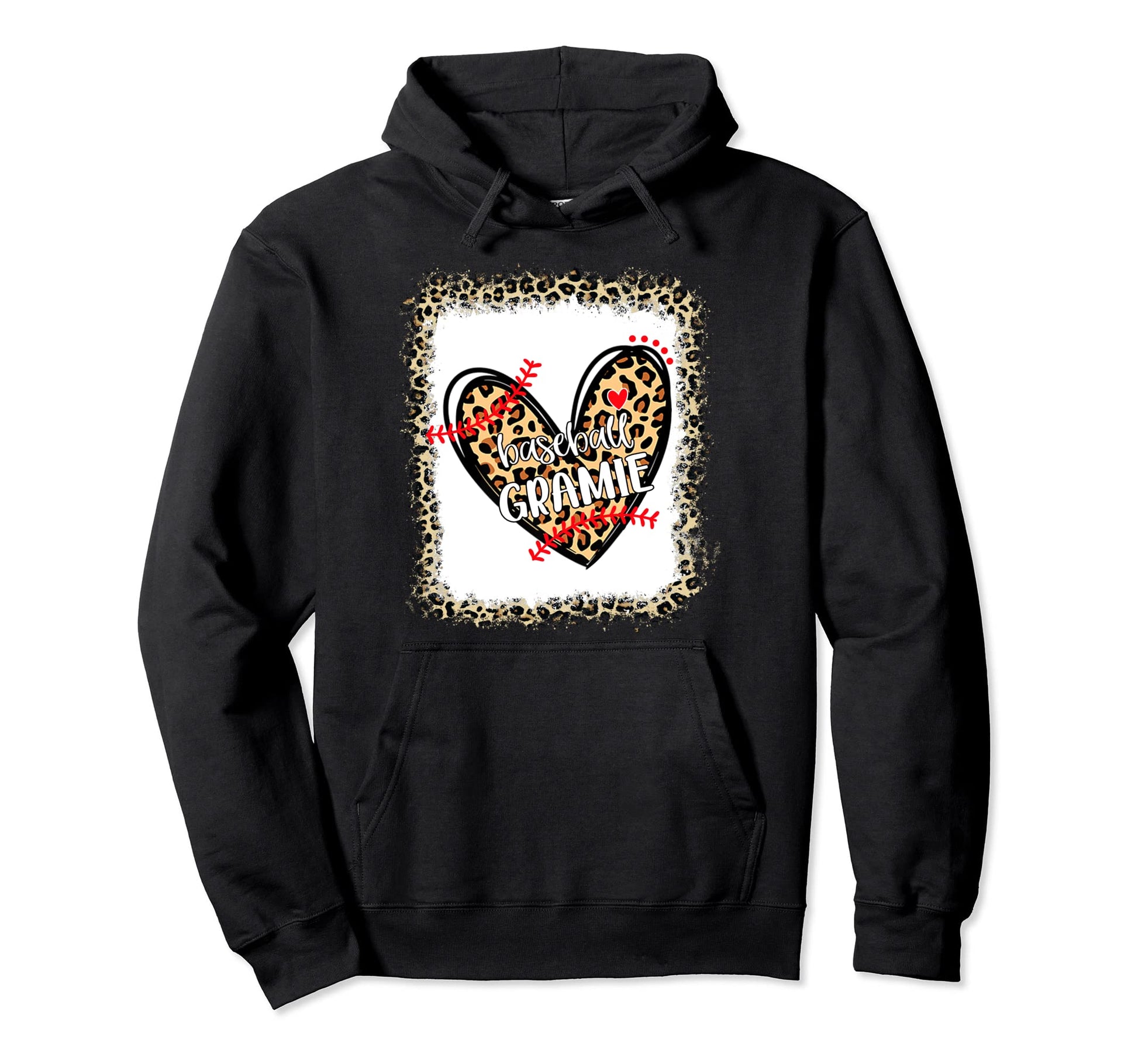 Bleached Leopard Heart Baseball Gramie Hoodie - Streetwear Style for Adults - T-Shirt, Sweatshirt, Hoodie