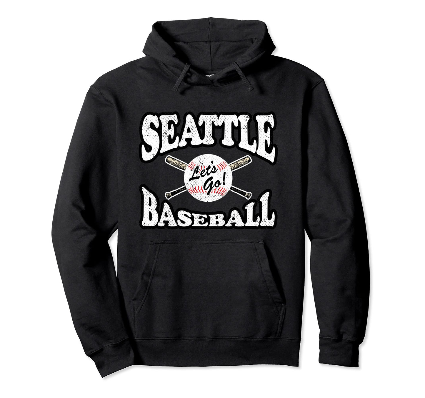 Seattle Baseball Distressed Hoodie - Novelty Apparel Men Women - T-Shirt, Sweatshirt, Hoodie