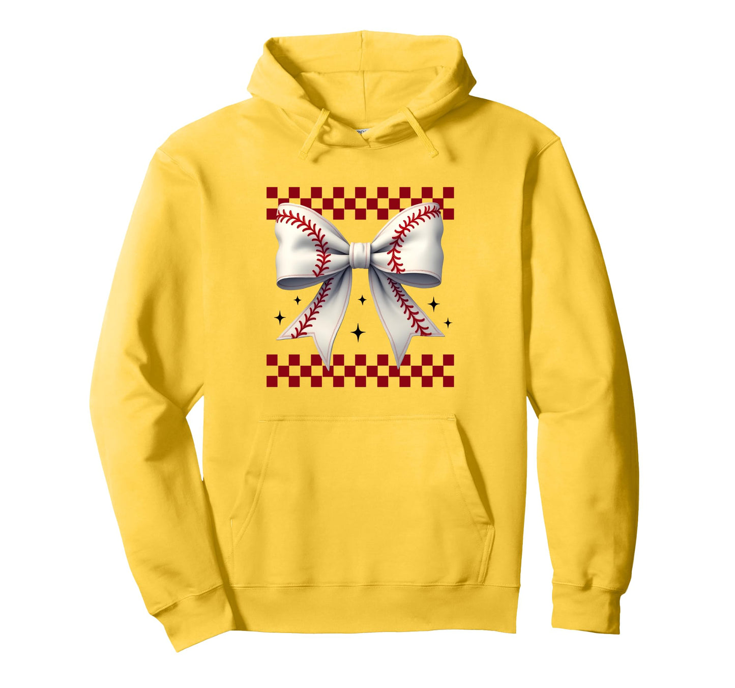 Baseball Coquette Bow Baseball Mama Hoodie - Minimalist Print for Adults - T-Shirt, Sweatshirt, Hoodie