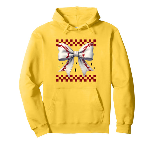 Baseball Coquette Bow Baseball Mama Hoodie - Minimalist Print for Adults - T-Shirt, Sweatshirt, Hoodie