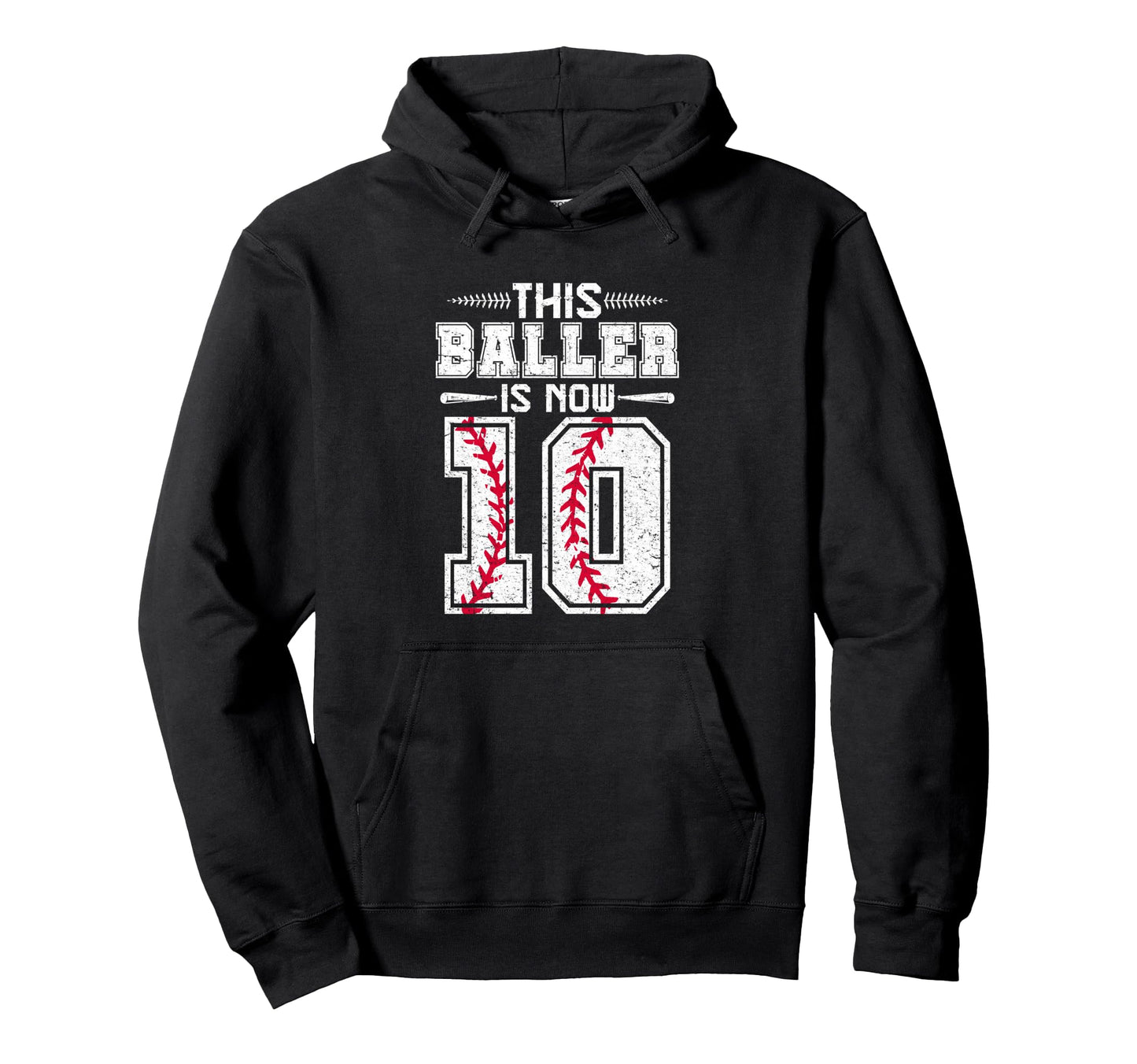 This Baller Is Now 10 Birthday Baseball Hoodie - Aesthetic Graphic Unisex - T-Shirt, Sweatshirt, Hoodie