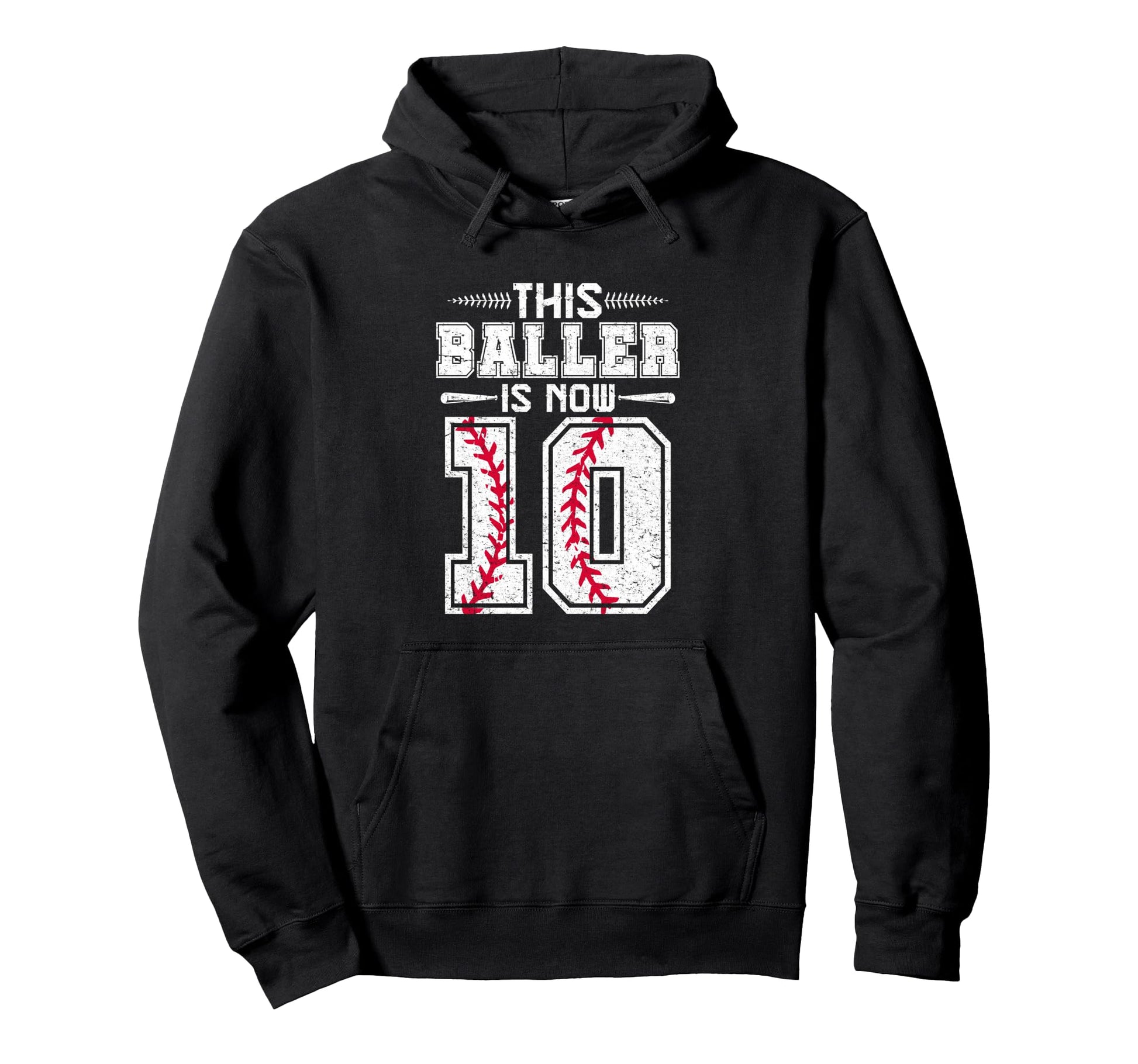 This Baller Is Now 10 Birthday Baseball Hoodie - Aesthetic Graphic Unisex - T-Shirt, Sweatshirt, Hoodie