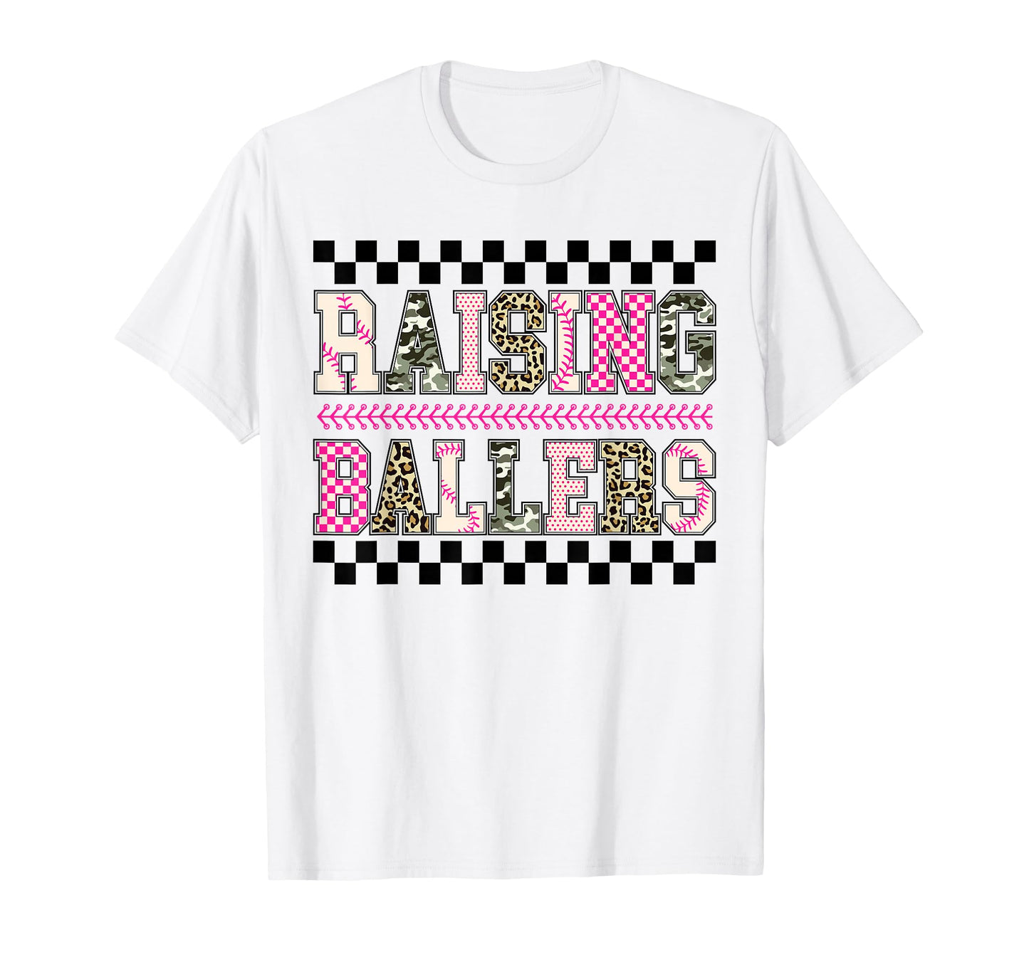 Checkered Raising Ballers Funny Mom T-Shirt - Custom Art Print Unisex - T-Shirt, Sweatshirt, Hoodie