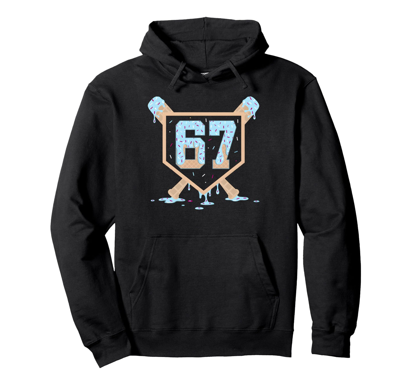 67 Ice Cream Drip Baseball Meme Funny Six Hoodie - Graphic Print Unisex - T-Shirt, Sweatshirt, Hoodie