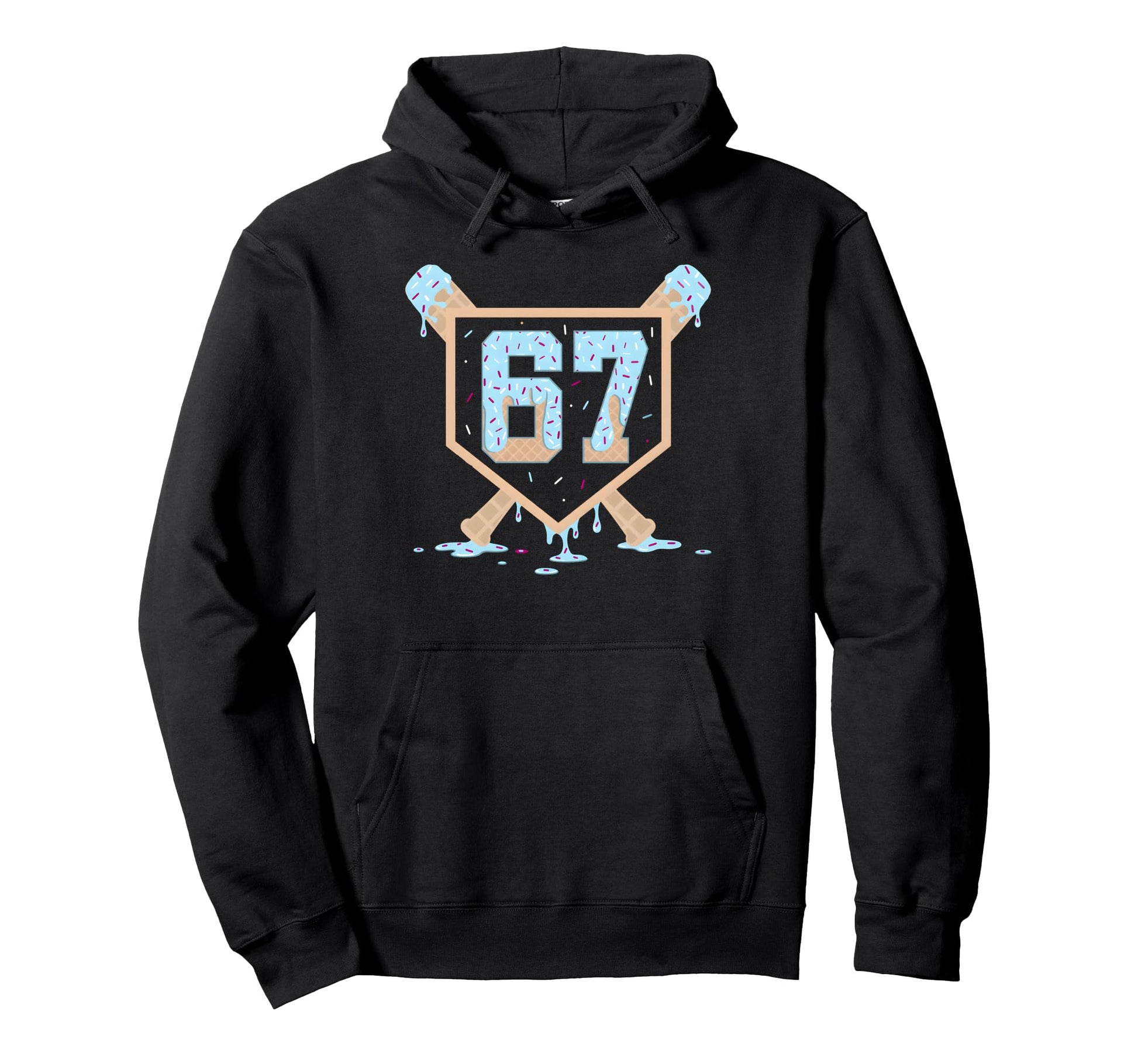 67 Ice Cream Drip Baseball Meme Funny Six Hoodie - Graphic Print Unisex - T-Shirt, Sweatshirt, Hoodie