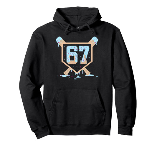 67 Ice Cream Drip Baseball Meme Funny Six Hoodie - Graphic Print Unisex - T-Shirt, Sweatshirt, Hoodie