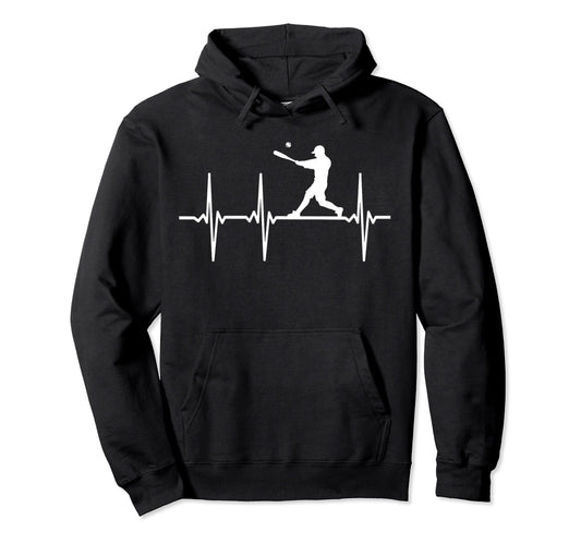 Baseball Heartbeat Baseball Players And Hoodie - Trendy Graphic Unisex - T-Shirt, Sweatshirt, Hoodie