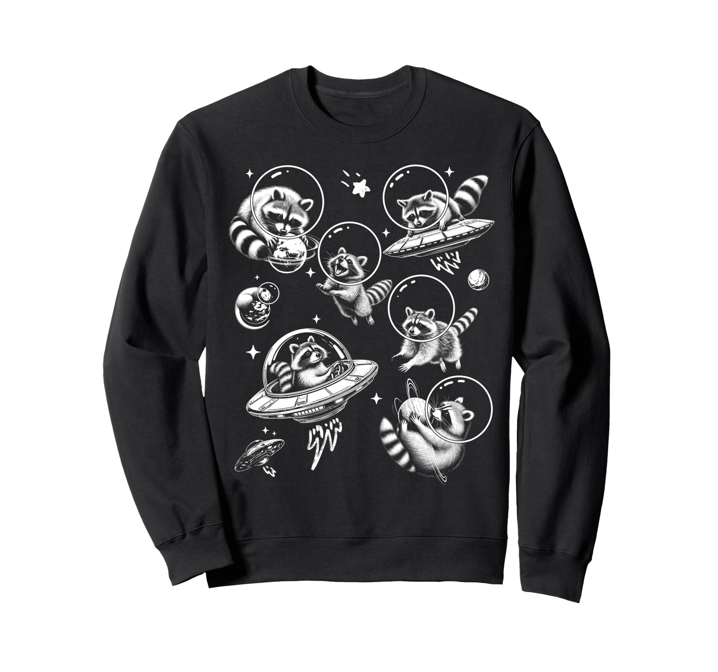 Hilarious Raccoon Astronaut Space Sweatshirt - Aesthetic Graphic Men Women - T-Shirt, Sweatshirt, Hoodie