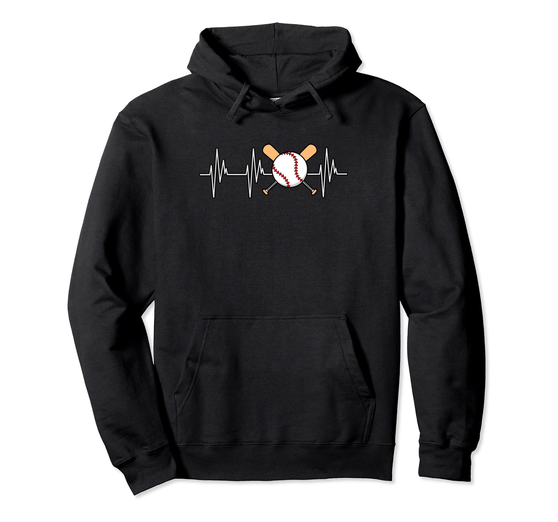 Baseball Heartbeat Sports Player Hoodie - Minimalist Print for Adults - T-Shirt, Sweatshirt, Hoodie