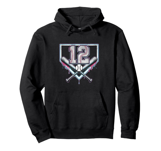 12Th Birthday Baseball Home Ice Cream Hoodie - Graphic Print Men Women - T-Shirt, Sweatshirt, Hoodie