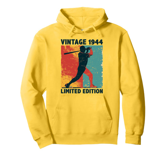 81 Years Old 1944 Baseball Lover Gift Hoodie - Streetwear Style for Adults - T-Shirt, Sweatshirt, Hoodie
