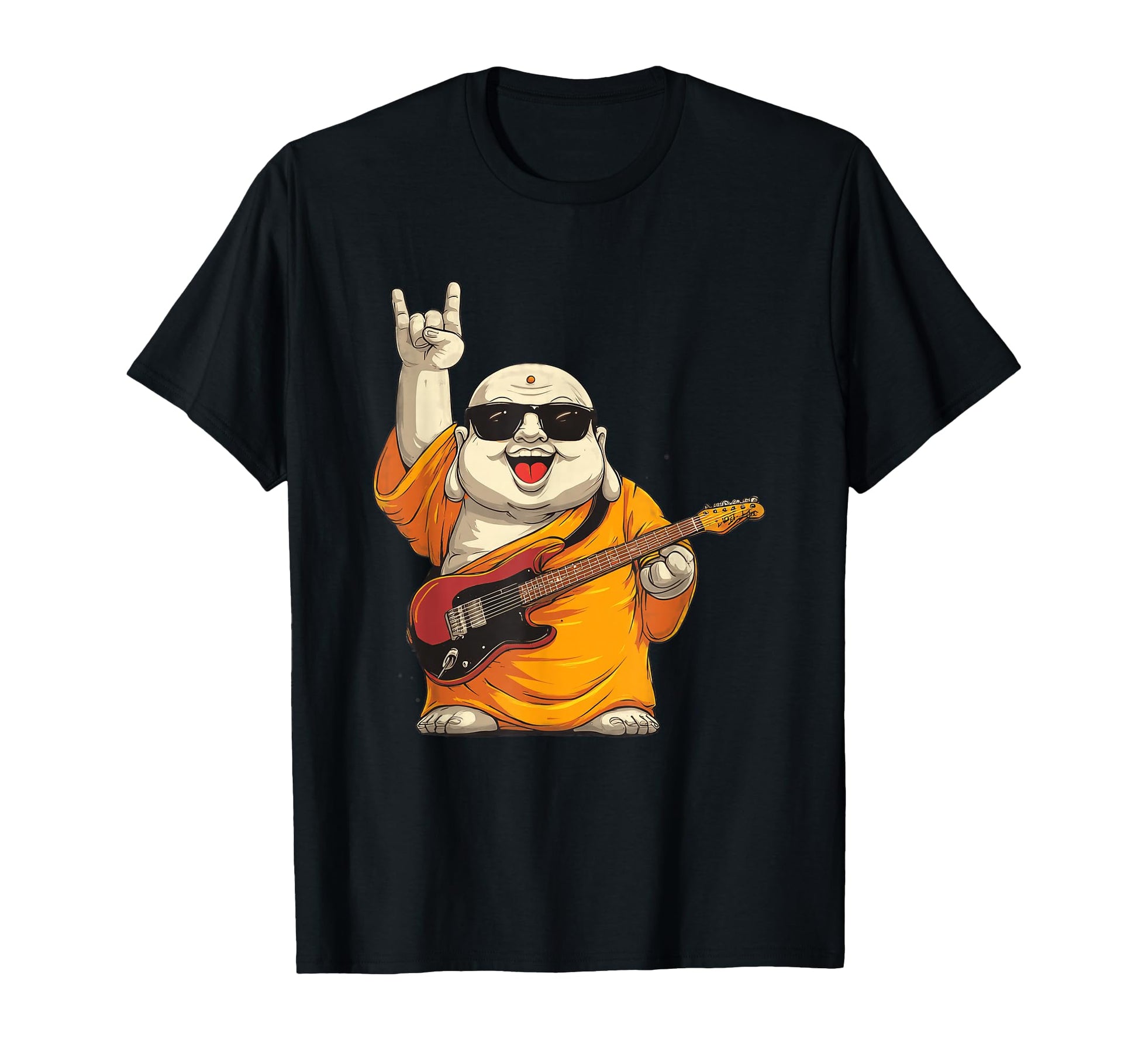 Funny Monk Guitar Player Rock Music T-Shirt - Aesthetic Graphic for Adults - T-Shirt, Sweatshirt, Hoodie