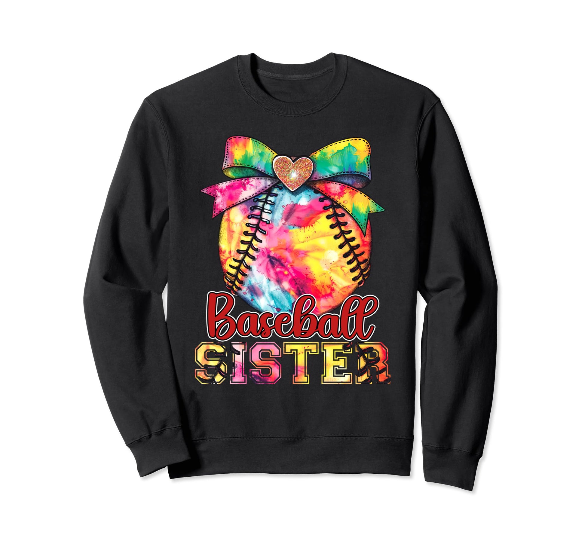 Baseball Sister Colorful Tie Dye Sweatshirt - Custom Art Print for Adults - T-Shirt, Sweatshirt, Hoodie
