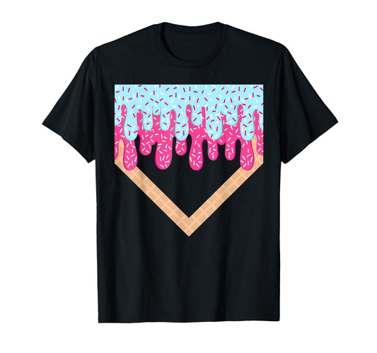 Baseball Drip Home Plate Ice Cream T-Shirt - Streetwear Style Men Women - T-Shirt, Sweatshirt, Hoodie