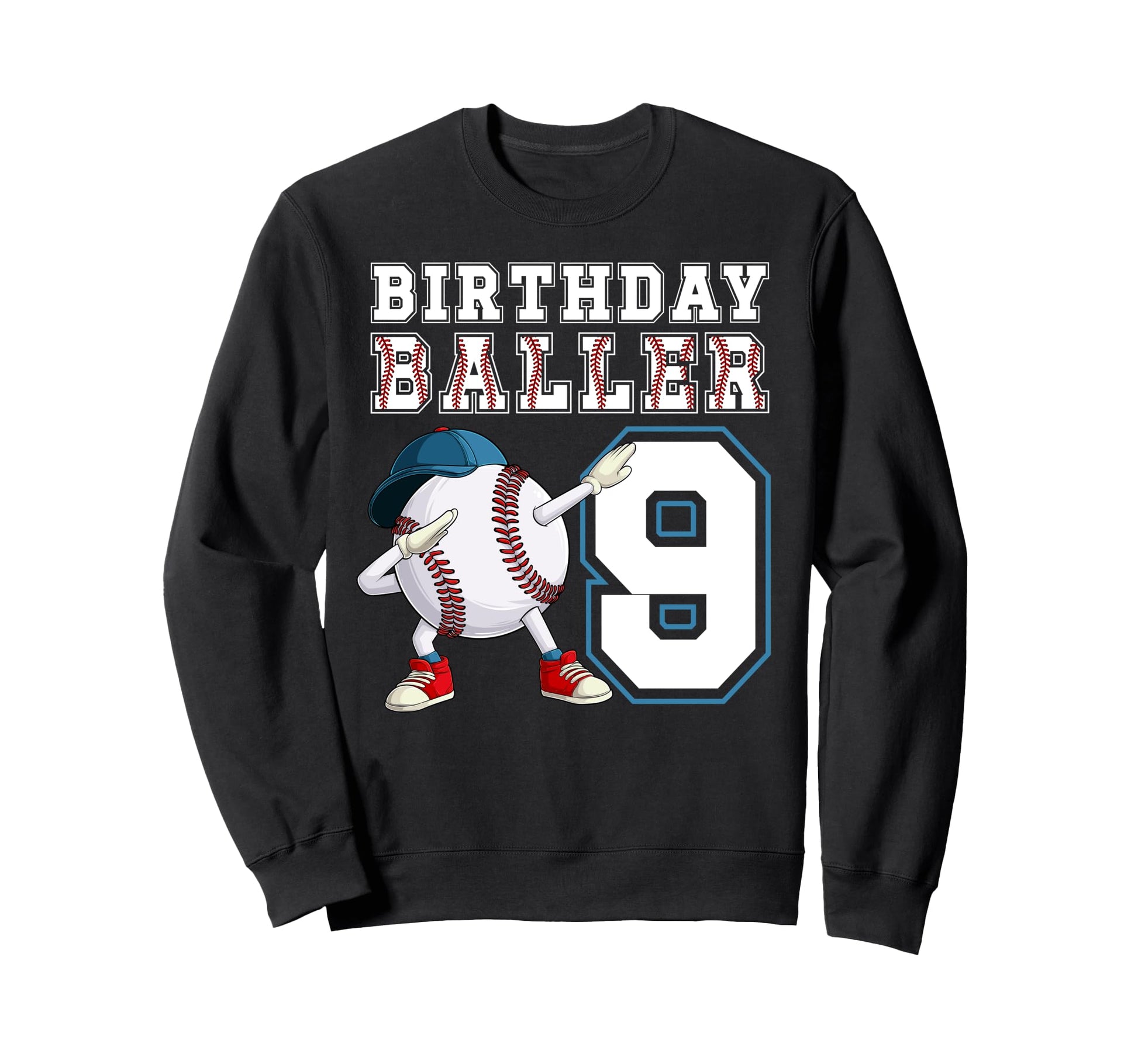 9Th Baseball Birthday Party Nine Year Sweatshirt - Streetwear Style Unisex - T-Shirt, Sweatshirt, Hoodie