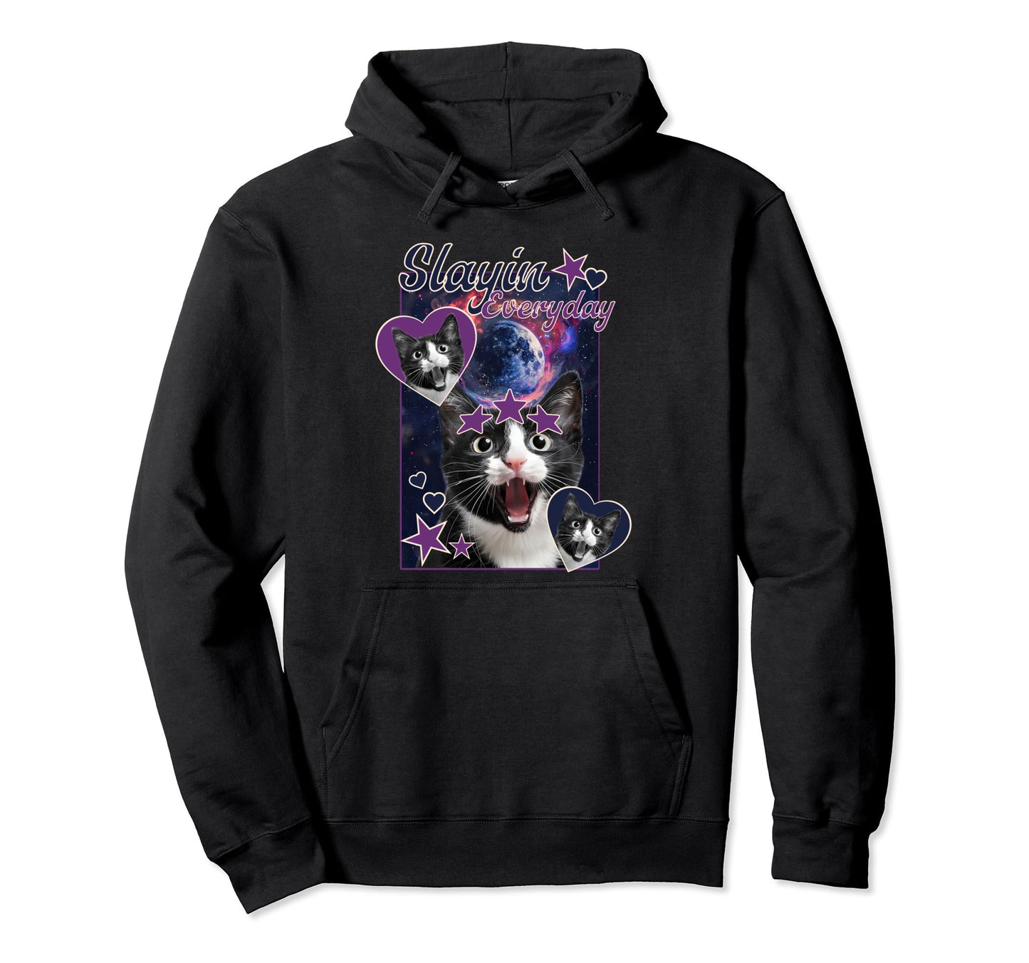 Slaying Everyday Shorthair Cat Y2K Hoodie - Fun Novelty Design Men Women - T-Shirt, Sweatshirt, Hoodie