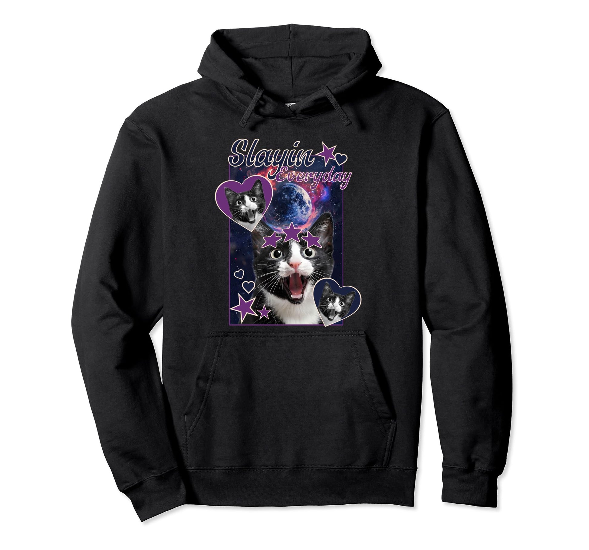 Slaying Everyday Shorthair Cat Y2K Hoodie - Fun Novelty Design Men Women - T-Shirt, Sweatshirt, Hoodie