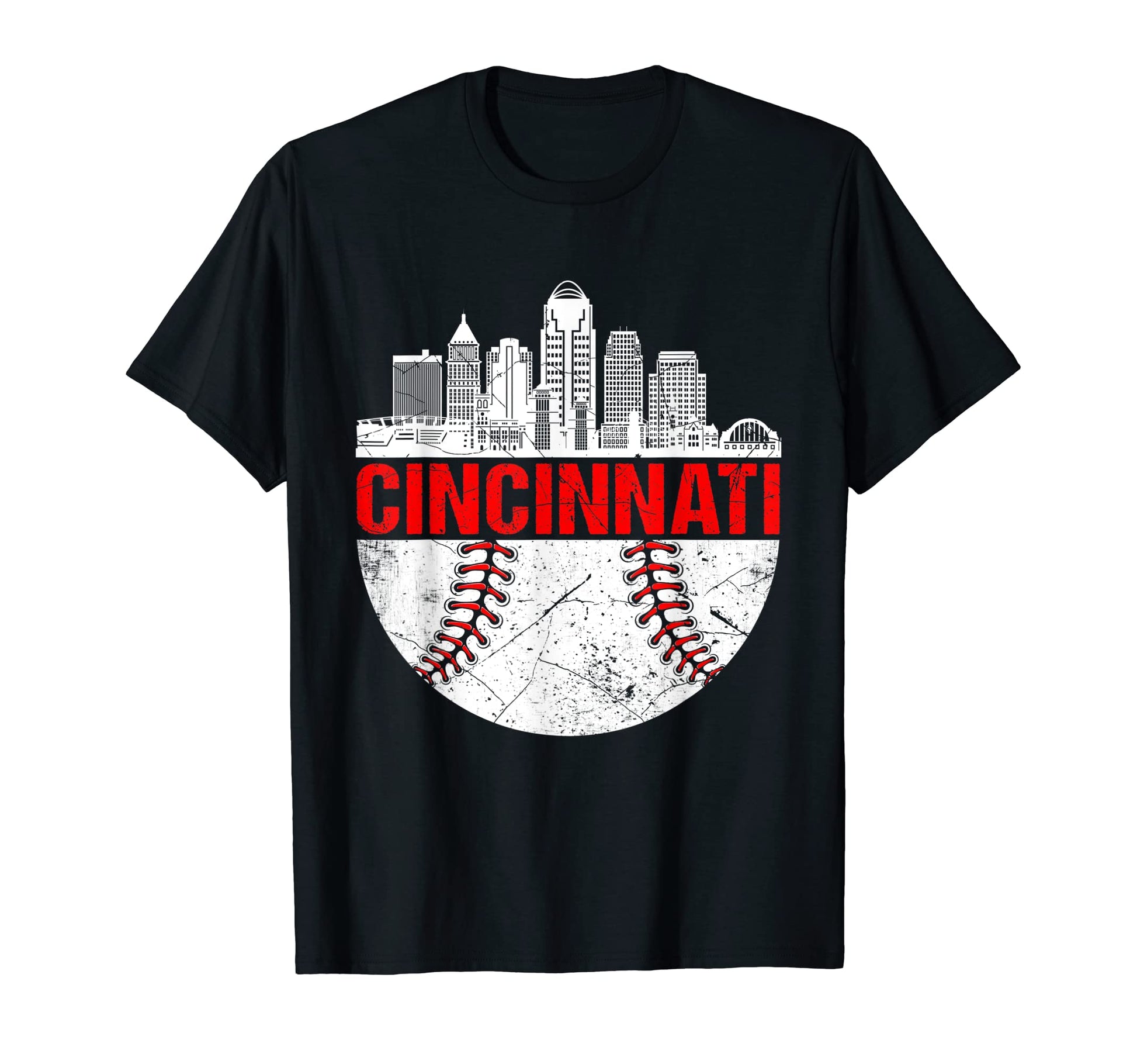Cincinnati Baseball Distressed T-Shirt - Novelty Apparel Unisex - T-Shirt, Sweatshirt, Hoodie