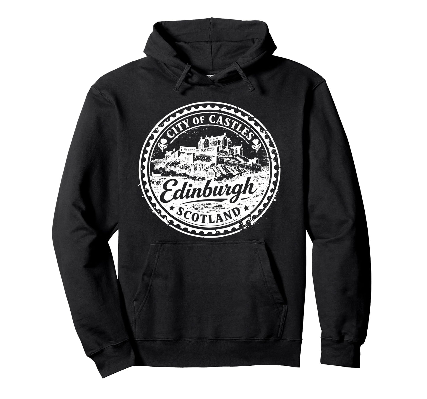 Edinburgh Scotland Uk Travel Stamp Hoodie - Fun Novelty Design Unisex - T-Shirt, Sweatshirt, Hoodie