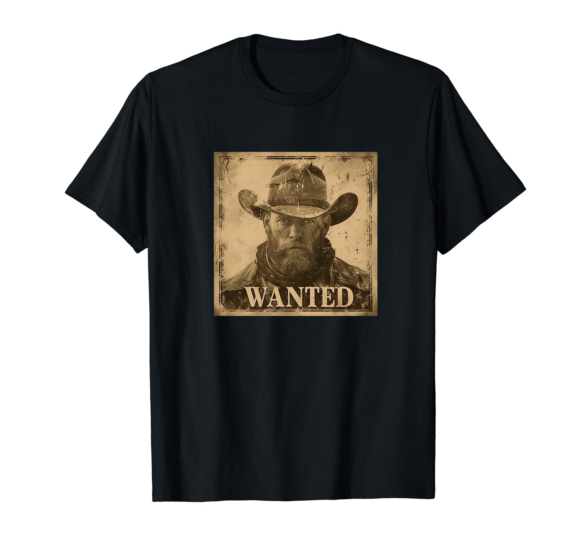 Wanted Mugshot Cowboy Western T-Shirt - Novelty Apparel Unisex - T-Shirt, Sweatshirt, Hoodie
