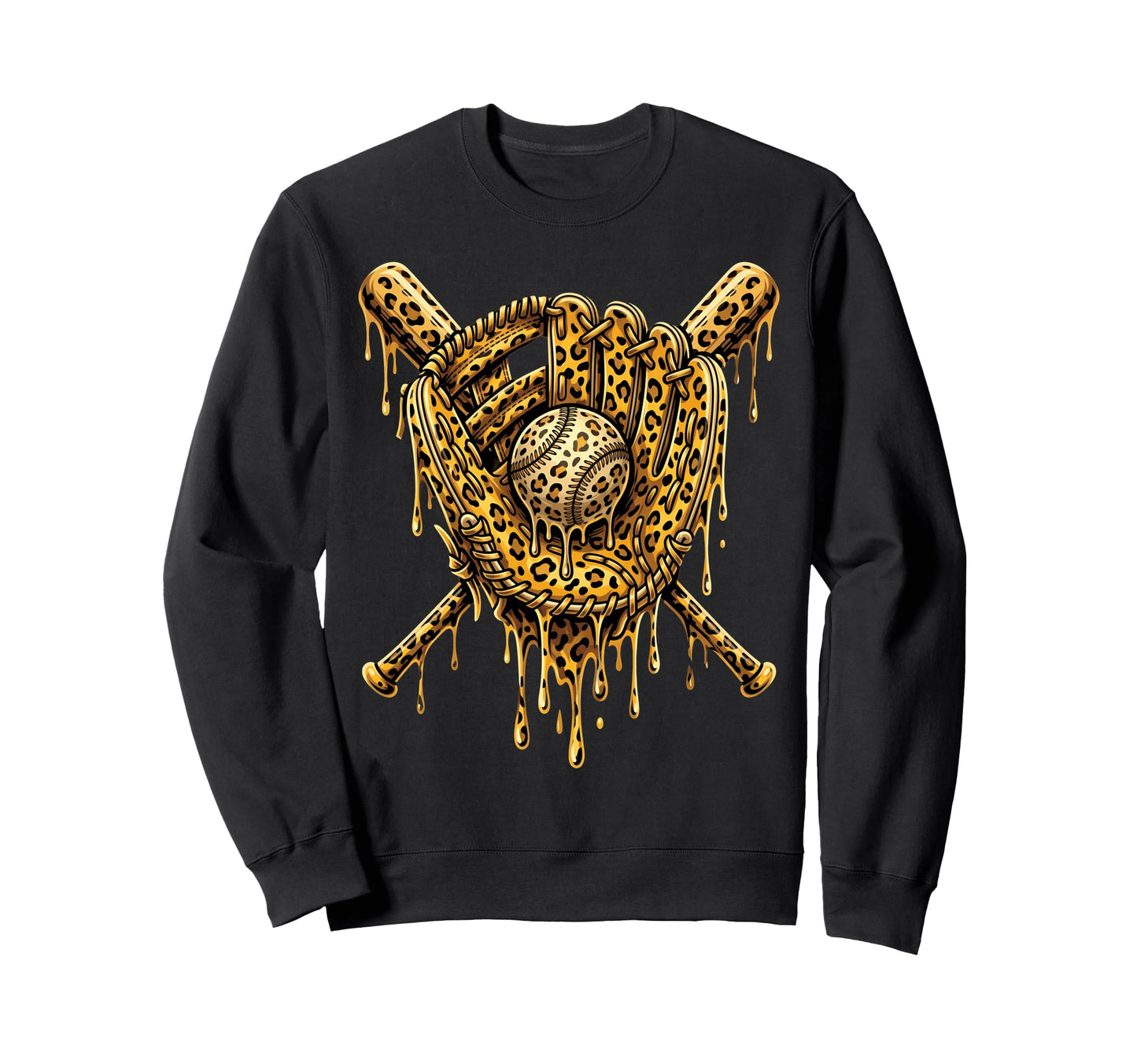 Leopard Baseball Drip Baseball Sweatshirt - Fun Novelty Design for Adults - T-Shirt, Sweatshirt, Hoodie