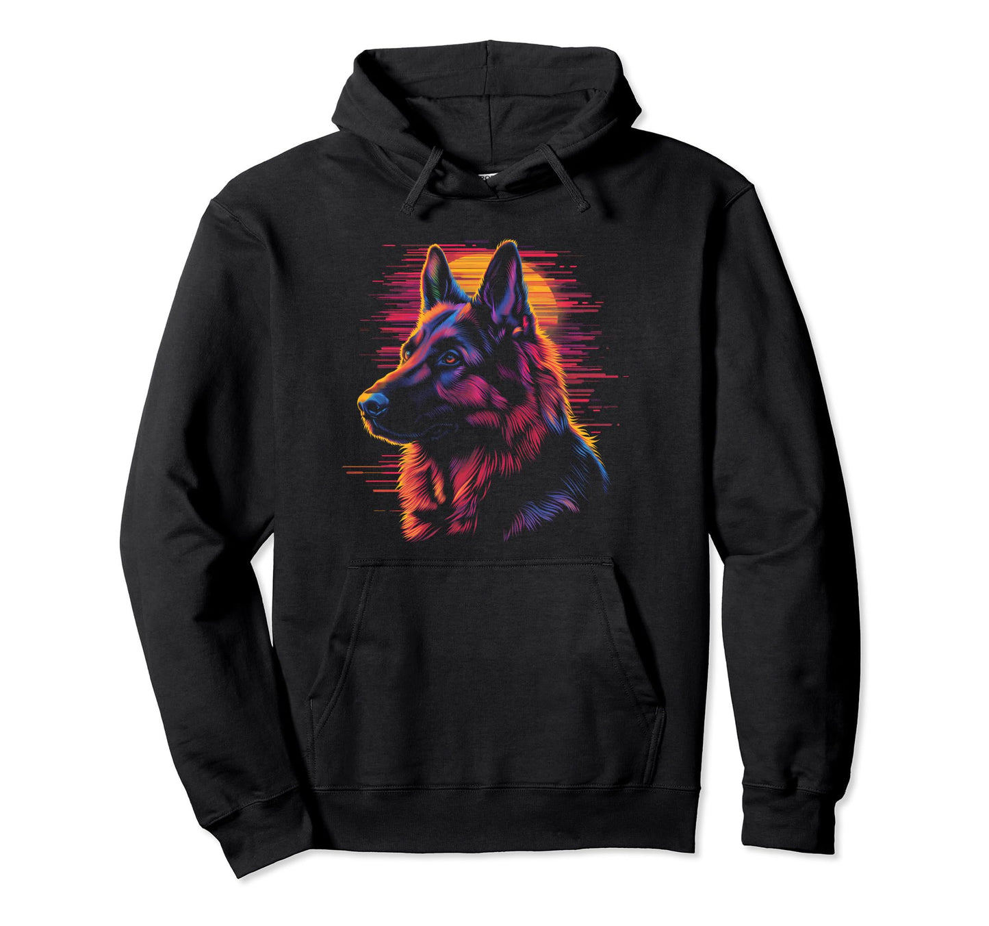 German Shepherd Dog Vaporwave Retrowave Hoodie - Trendy Graphic Unisex - T-Shirt, Sweatshirt, Hoodie