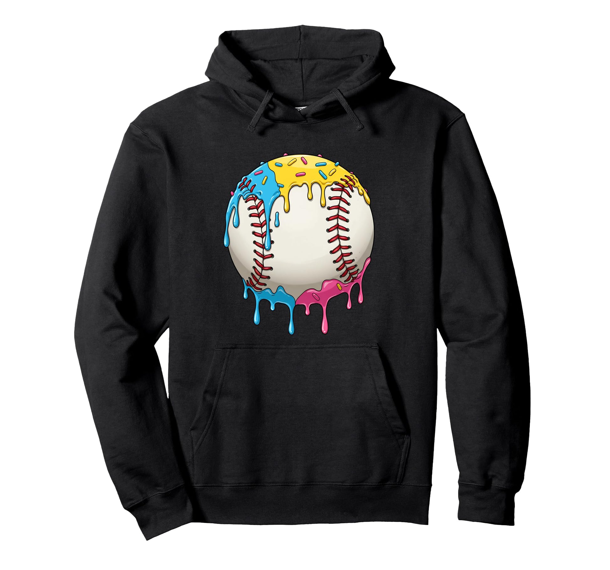 Ice Cream Baseball Drip Colorful Sprinkles Hoodie - Graphic Print Unisex - T-Shirt, Sweatshirt, Hoodie