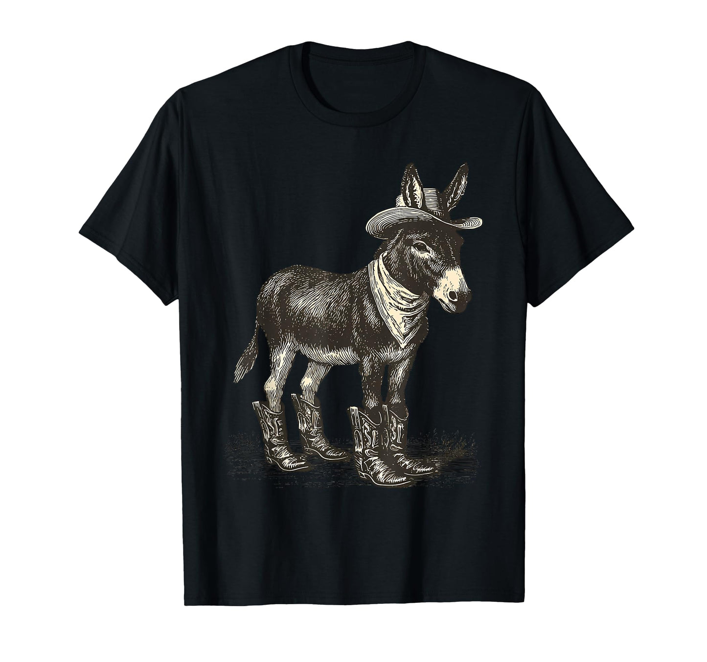 Country Cowboy Donkey Rodeo Cowgirl T-Shirt - Minimalist Print for Adults - T-Shirt, Sweatshirt, Hoodie
